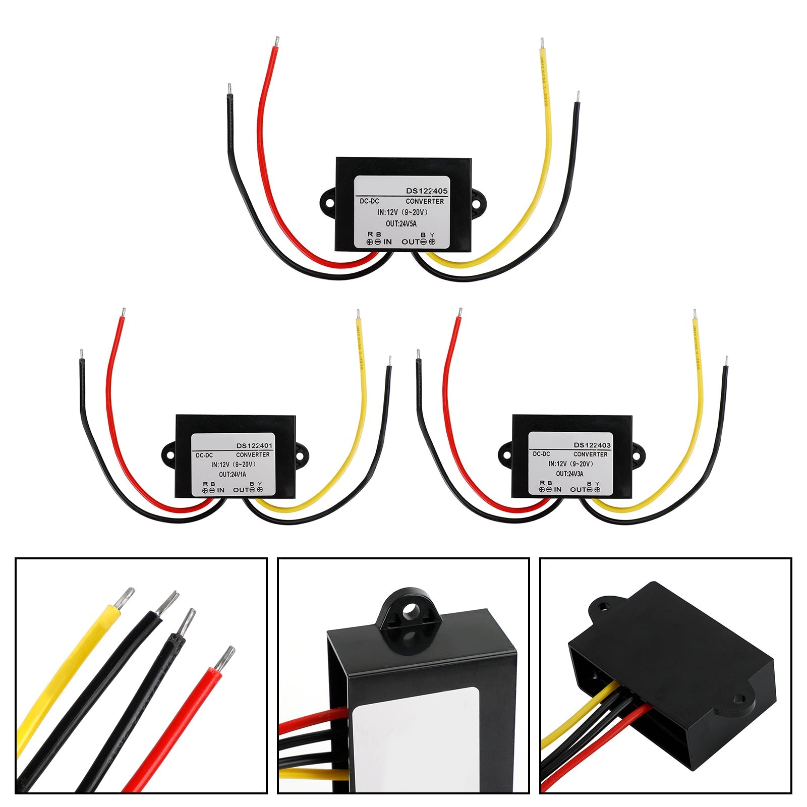 Waterdichte DC-DC Boost Step-Up Converter 12V naar 24V autovoedingsmodule