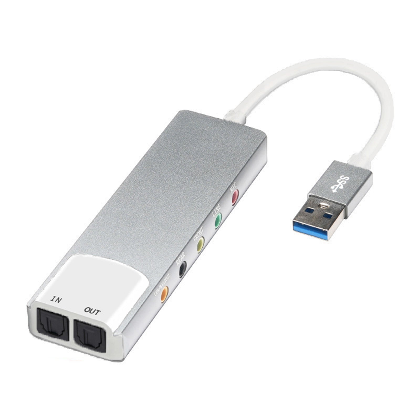 Nouveau Alliage d'aluminium USB Fiber optique SPDIF carte ordinateur externe multifonction