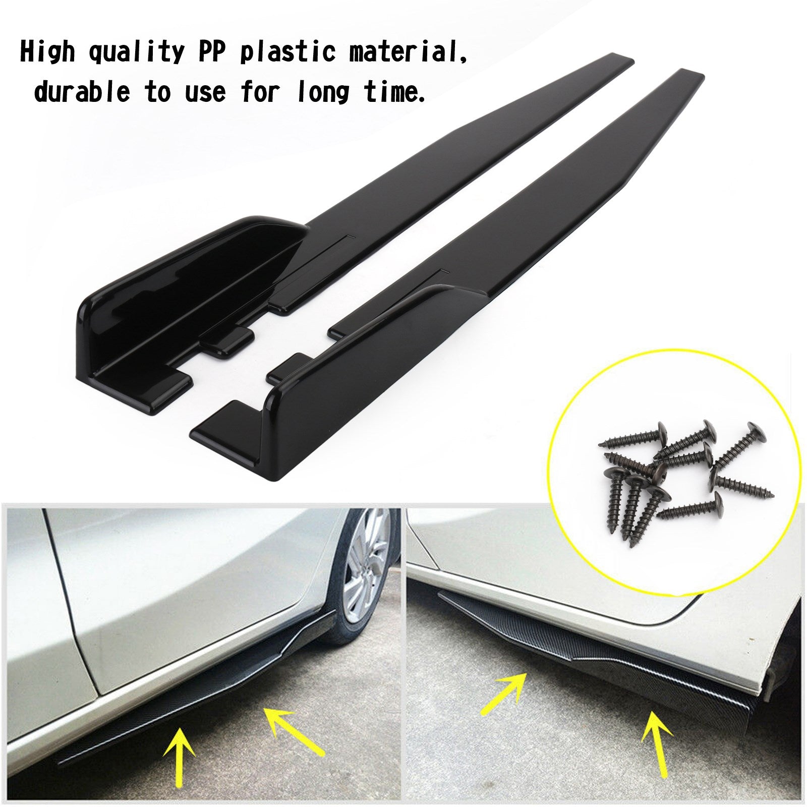 Pair 120cm Car Gloss Black Side Skirts Rocker Splitters Diffuser Winglet Wings Generic