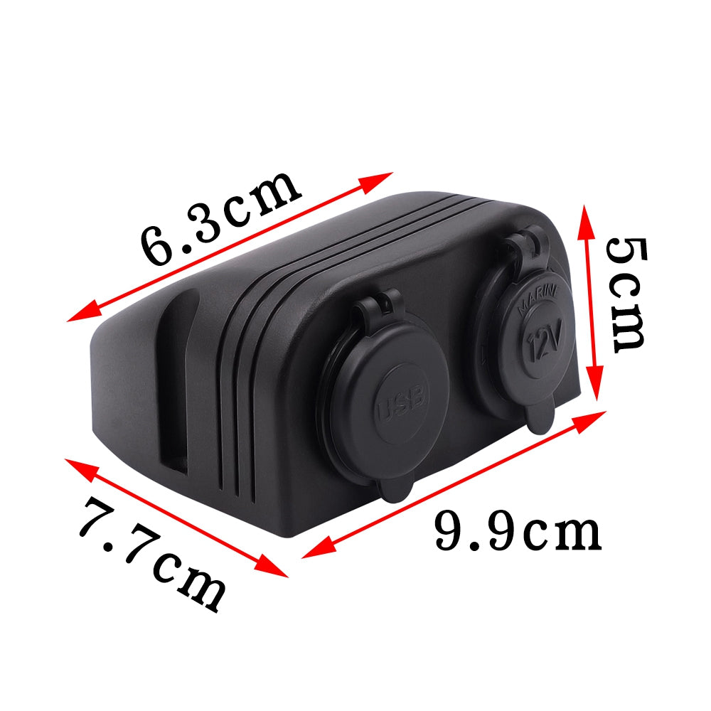 12V Dual USB 4.2A Charger Power Socket Outlet Surface Mount Fit for Car Marine