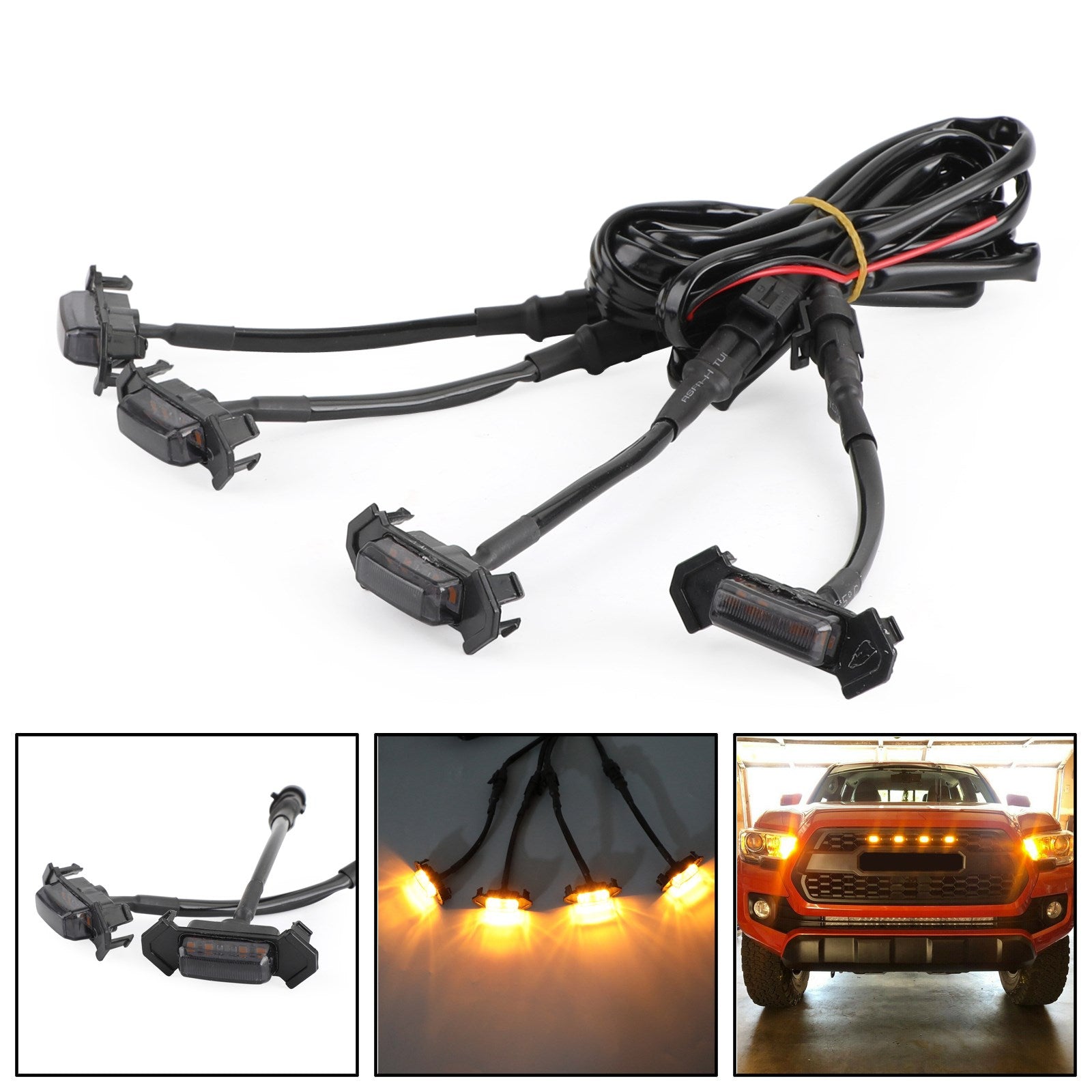 4PCS/Set LED Lights Fit Front Bumper Grille Tacoma 2016-2020 PT228-35170 Smoke