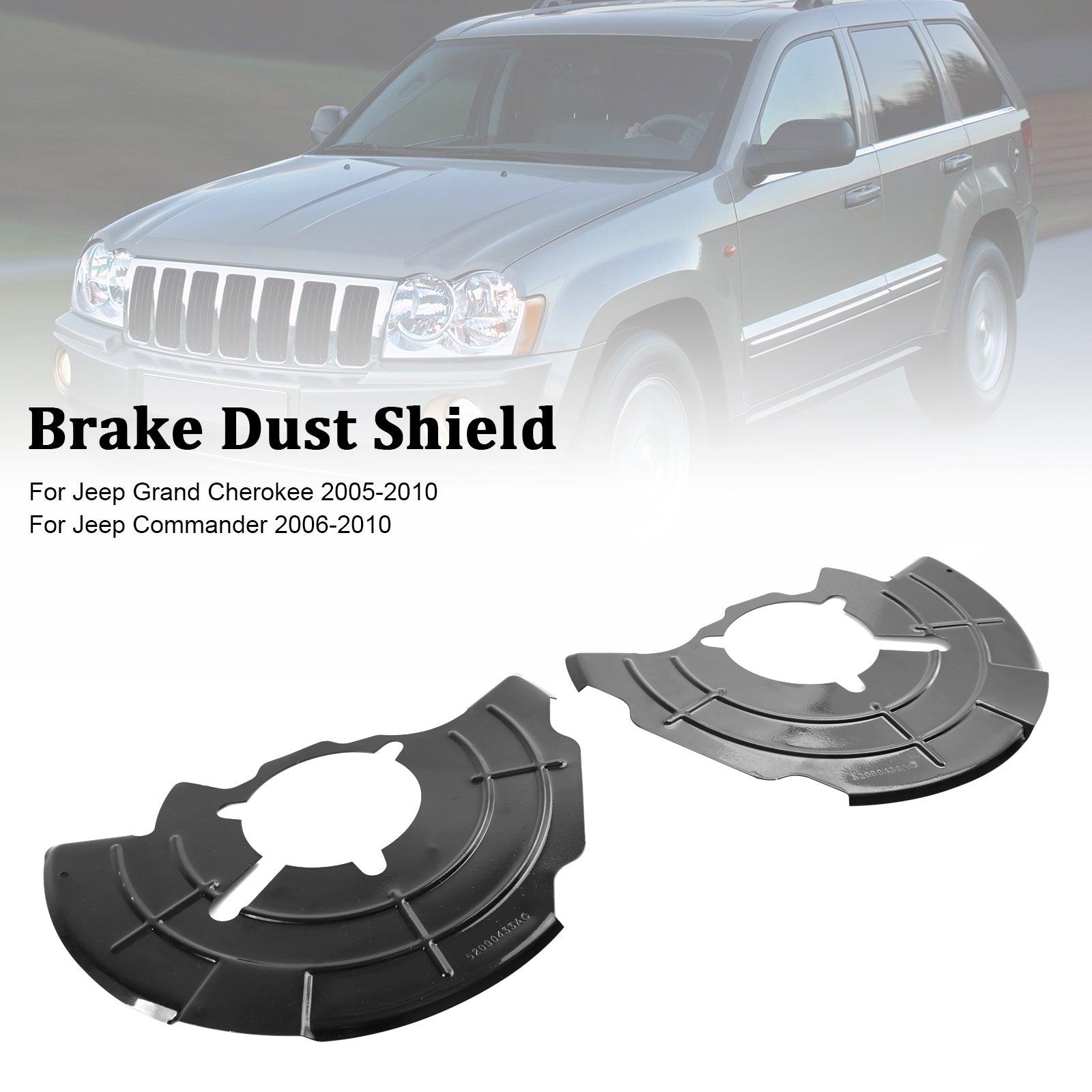 Rechts + links voorrem stofscherm geschikt voor Jeep Grand Cherokee Commander 2005-2010