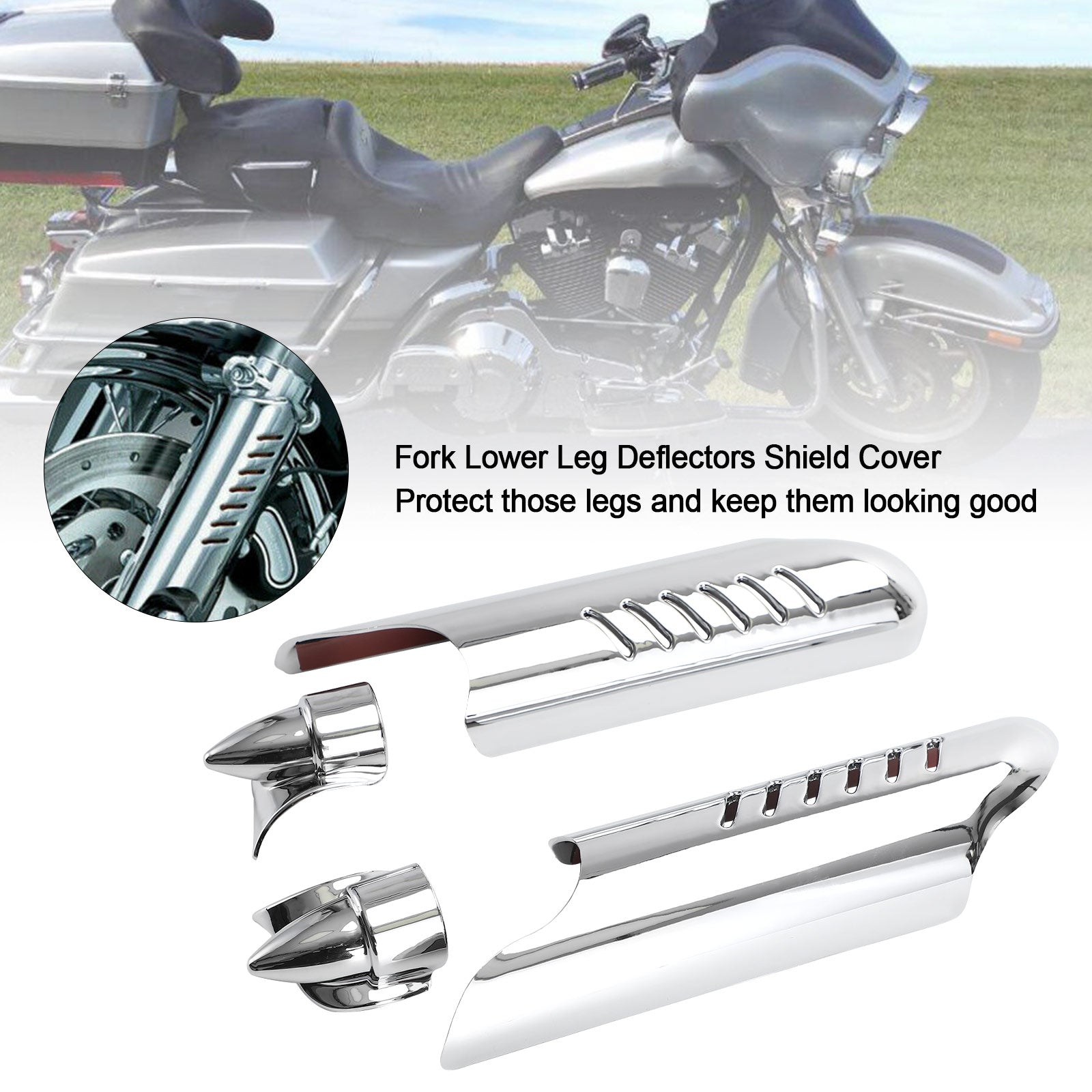 Fork Lower Leg Deflectors Shield Cover For Touring Electra Glide FLHT 2000-2013 Generic