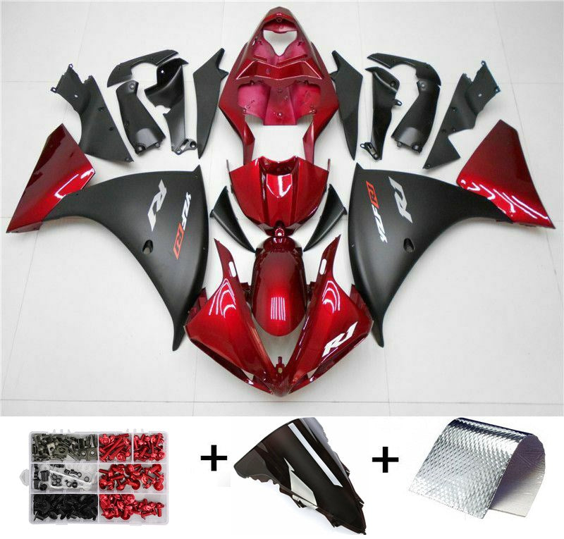 2009-2011 Yamaha YZF R1 Fairing Red Black Kit