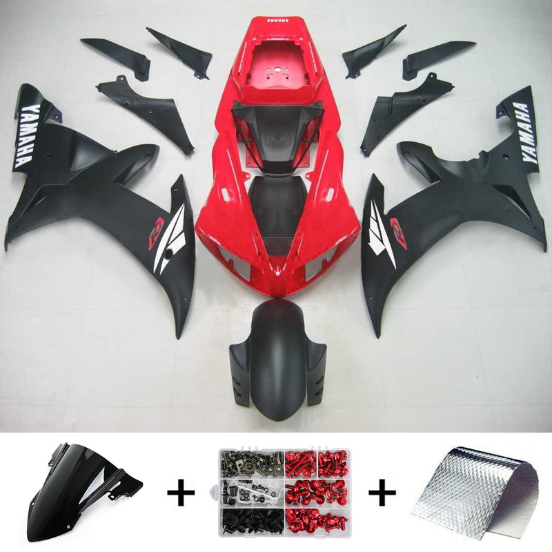 Amotopart Yamaha 2002-2003 YZF 1000 R1 Red With Black Fairing Kit