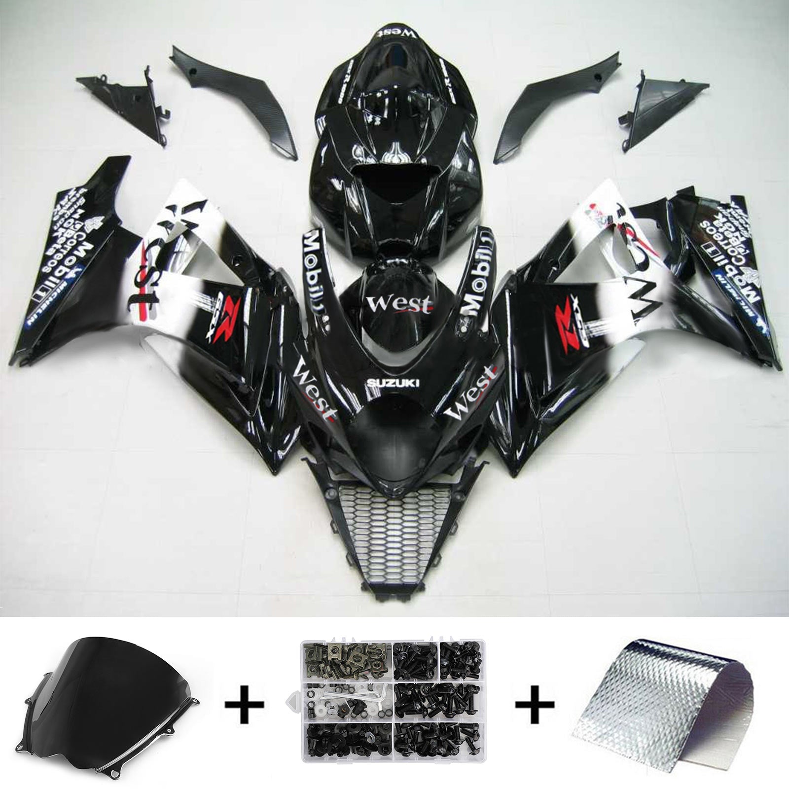 2007-2008 Suzuki GSXR1000 K7 Amotopart Injection Fairing Kit Bodywork Plastic ABS #122