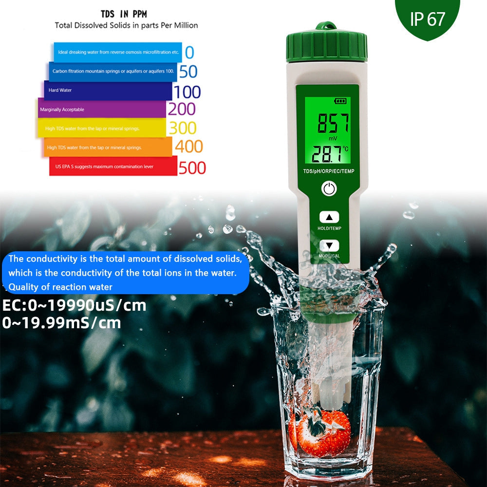 5 in 1 digitale PH TDS EC ORP temperatuur waterkwaliteit tester meter testinstrument