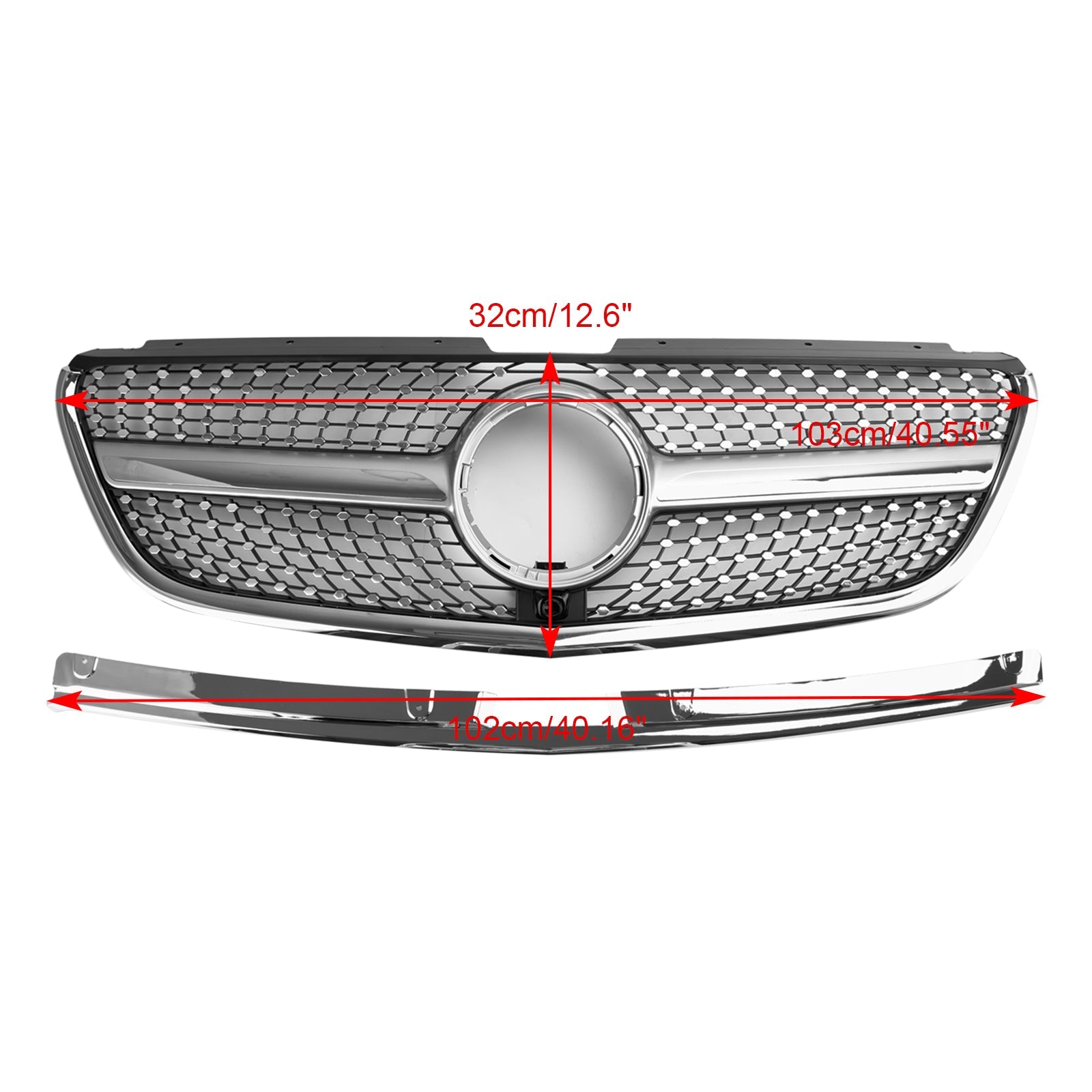 Vito 2015-2019W447 Grille de pare-chocs avant en diamant de style Mercedes GT