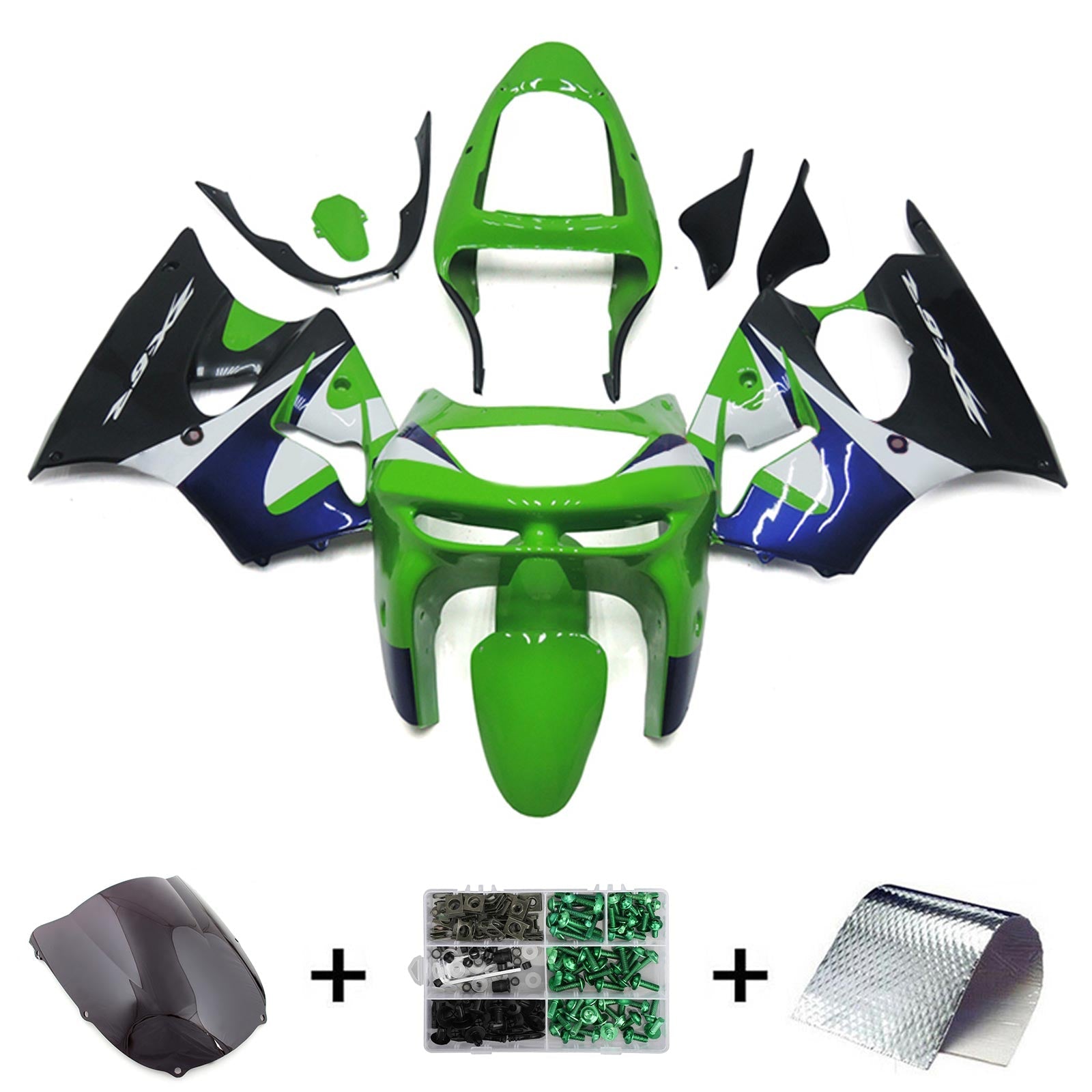 1998-1999 Kawasaki ZX6R Kit Carénage Carrosserie Plastique ABS