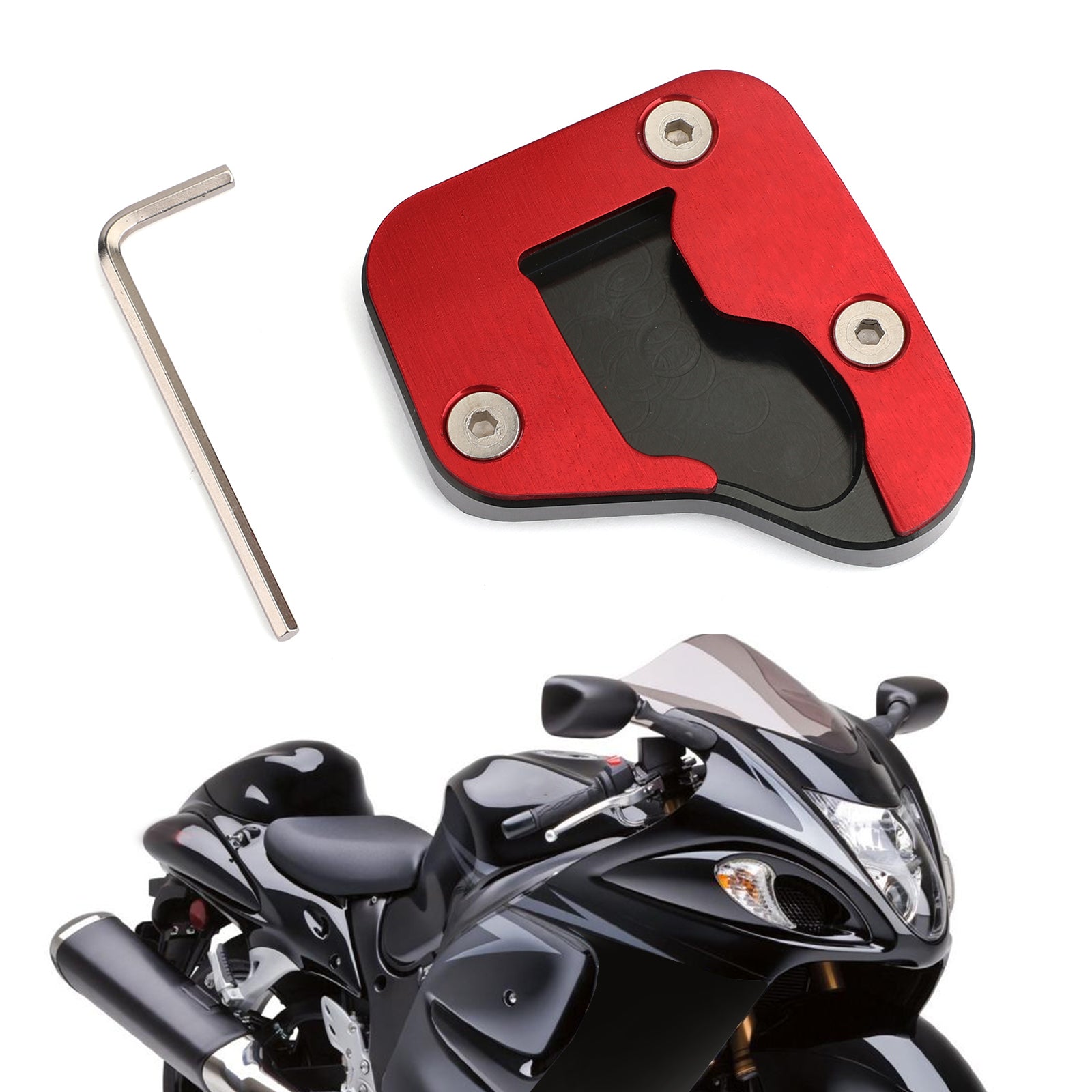 Kickstand Zijstandaard Vergroten Plaat Pad voor SUZUKI HAYABUSA GSXR 1300R 2008-2019 Generiek