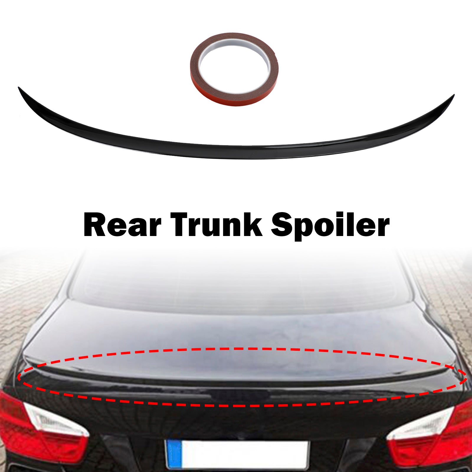 2005-2011 BMW E90 Série 3 Berline Coffre arrière Spoiler Lèvre Aile Brillant Noir