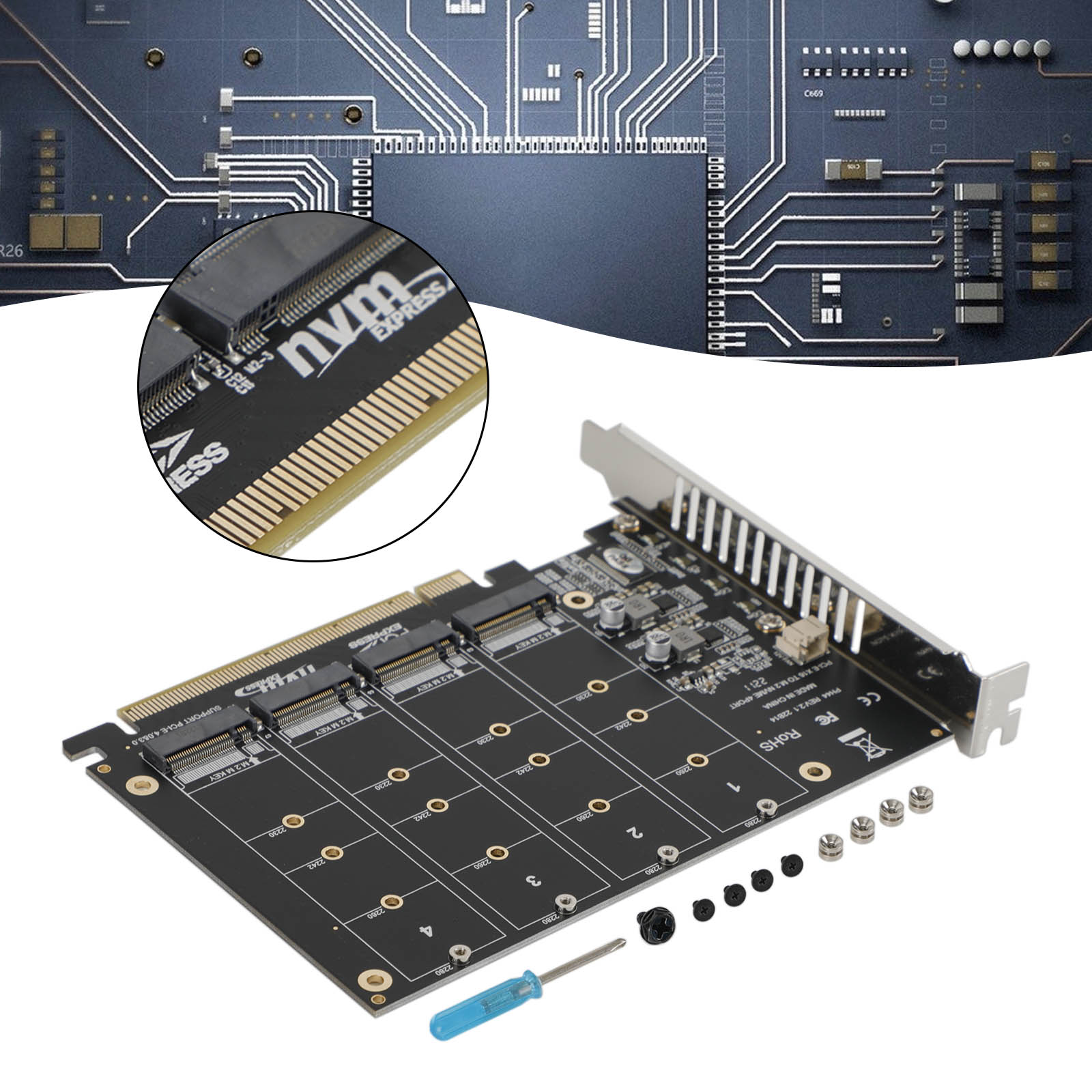 M.2 NVME SSD naar PCI-E 4.0 X16 Adapter Uitbreidingskaart ondersteuning PH44 2280 2242