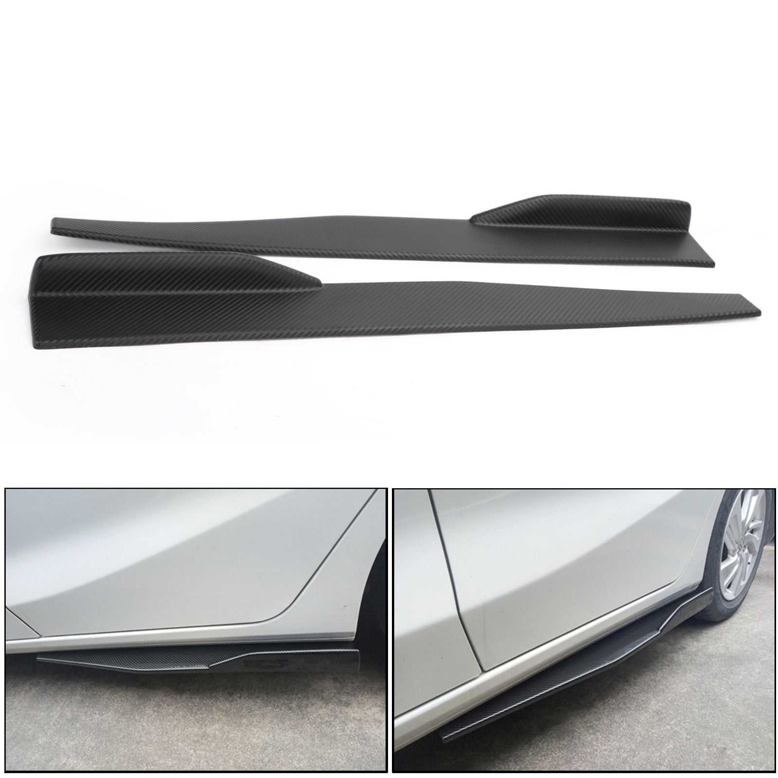 Paar 74,5 cm auto koolstofvezel zijrokken Rocker splitters diffuser Winglet vleugels algemeen