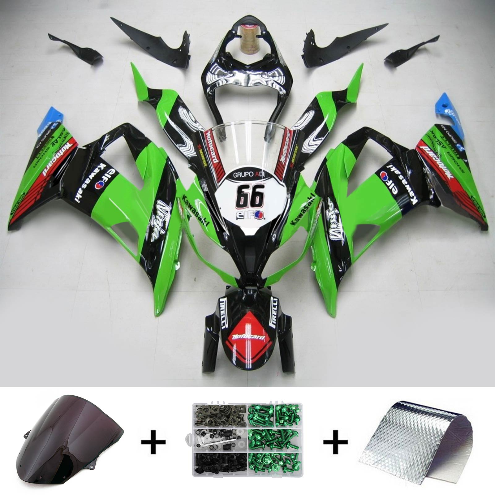 2013-2018 Kawasaki ZX6R 636 Amotopart Injeksjon Fairing Kit Bodywork Plast Abs #110