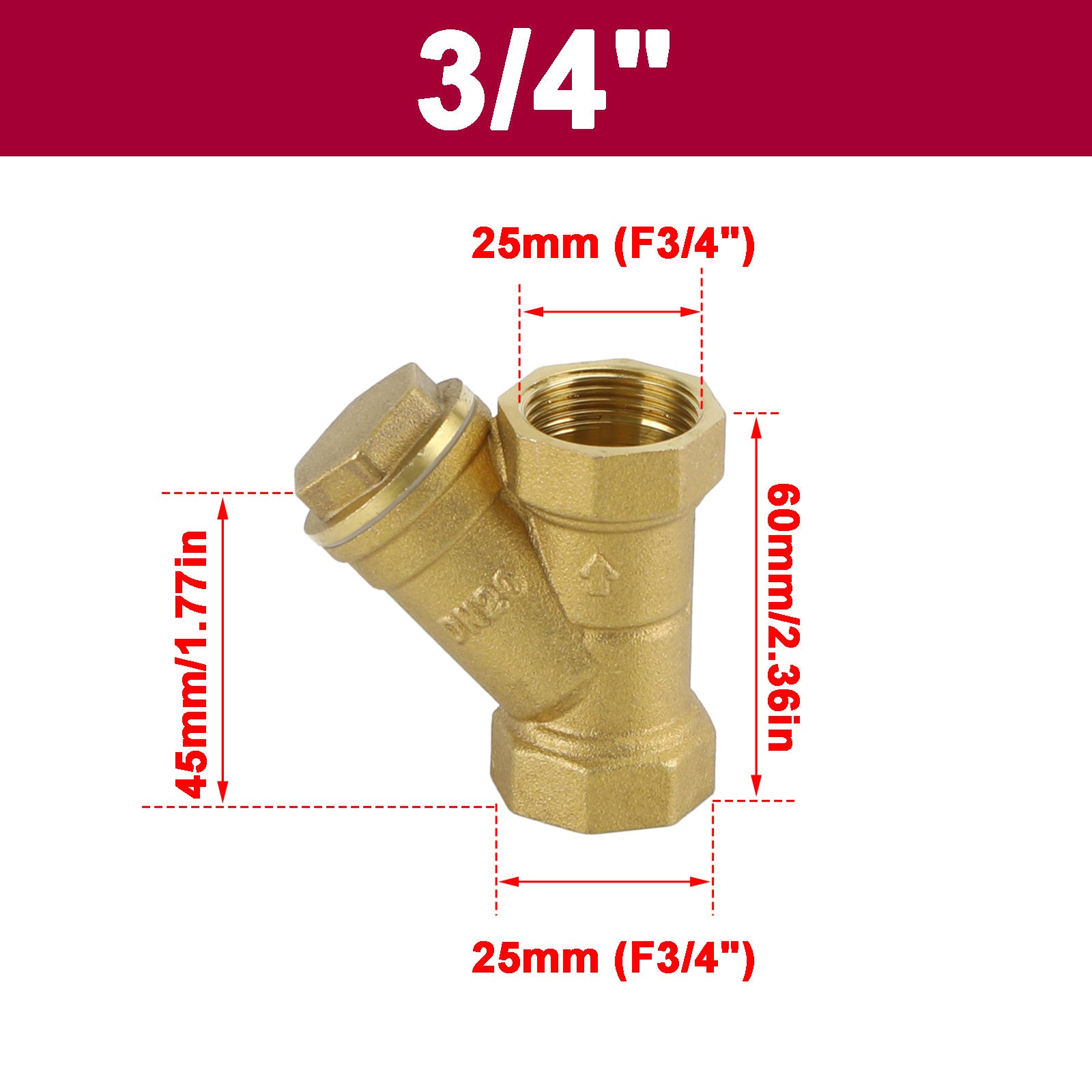 Connecteur de vanne de filtre en laiton en forme de Y, filetage NPT 1/2 "-1", pour eau et huile