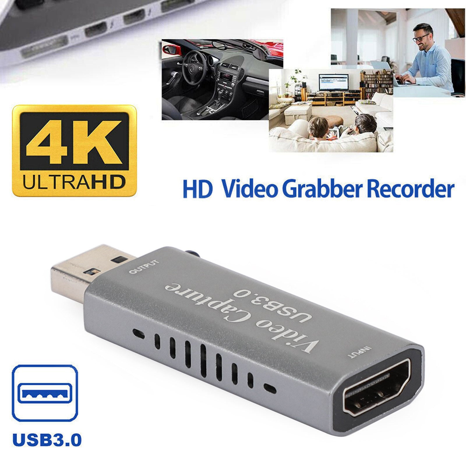 4K 1080P HD vers USB 3.0 Dispositif de carte de capture vidéo Plug And Play Streaming en direct