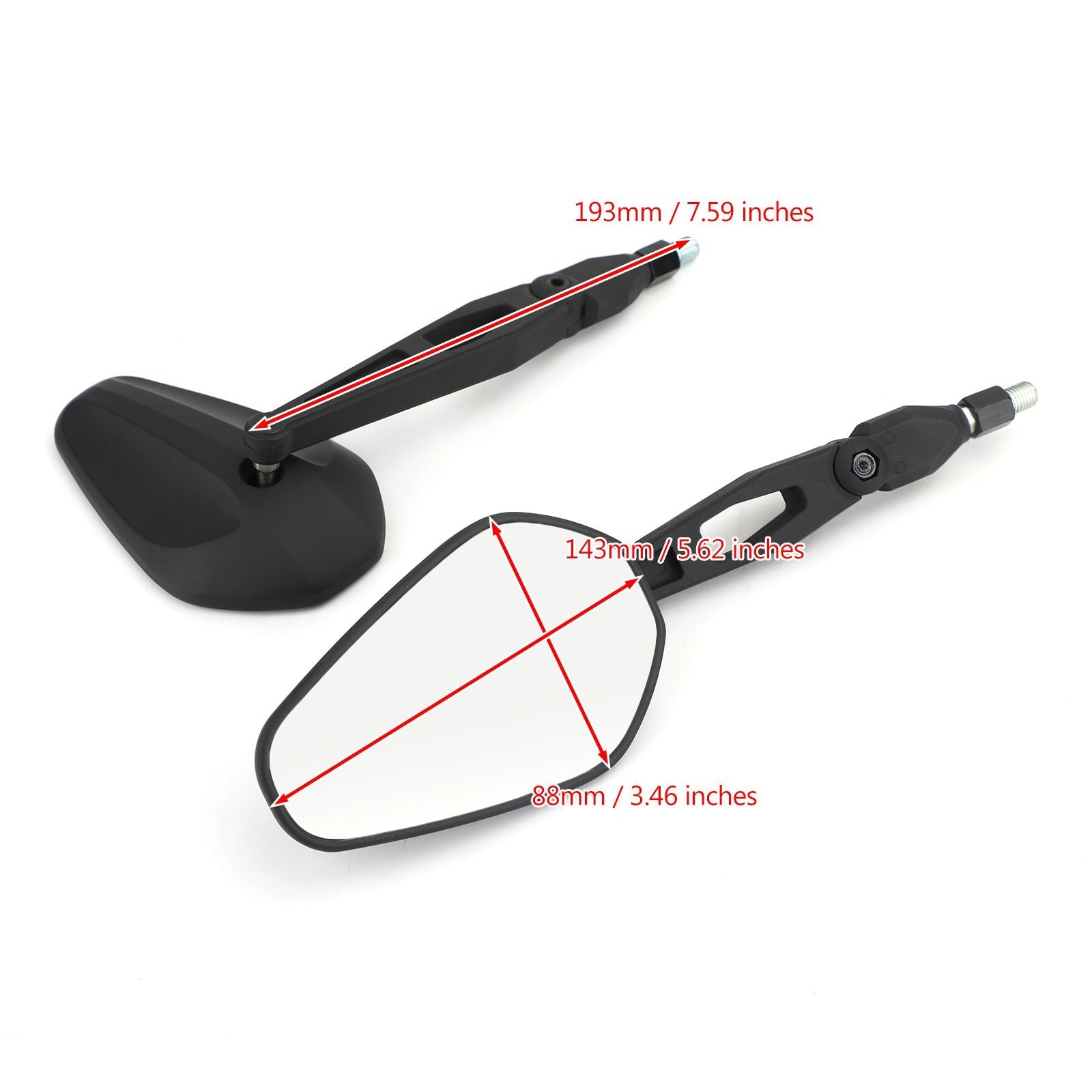 New Nylon M10 10Mm Rearview Side Mirrors Pair For Motorcycle Motorbike Custom Generic