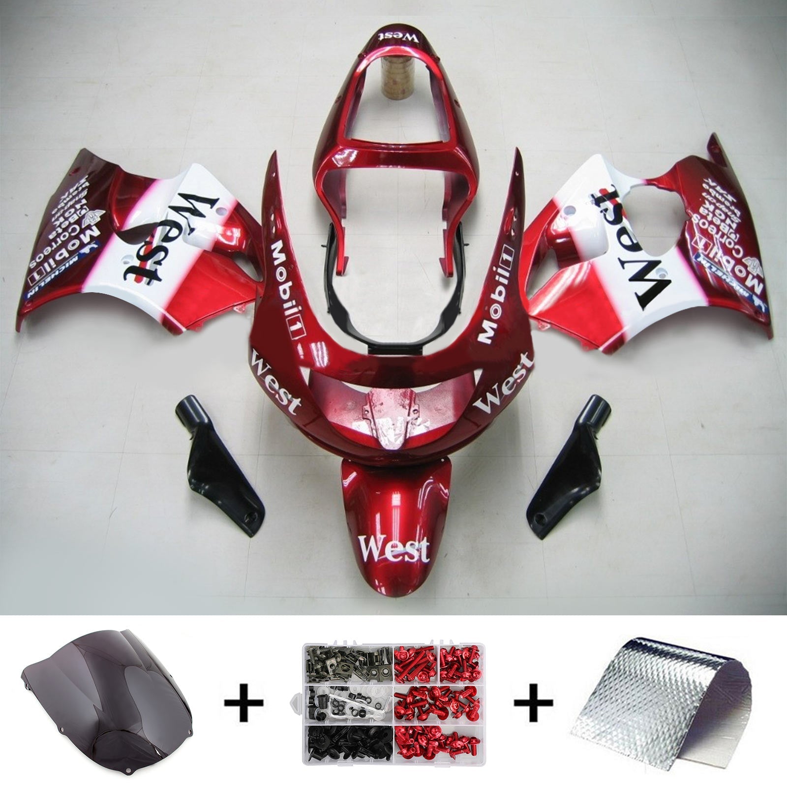 1998-1999 Kawasaki ZX6R Kit de carénage d'injection Amotopart Carrosserie Plastique ABS #105