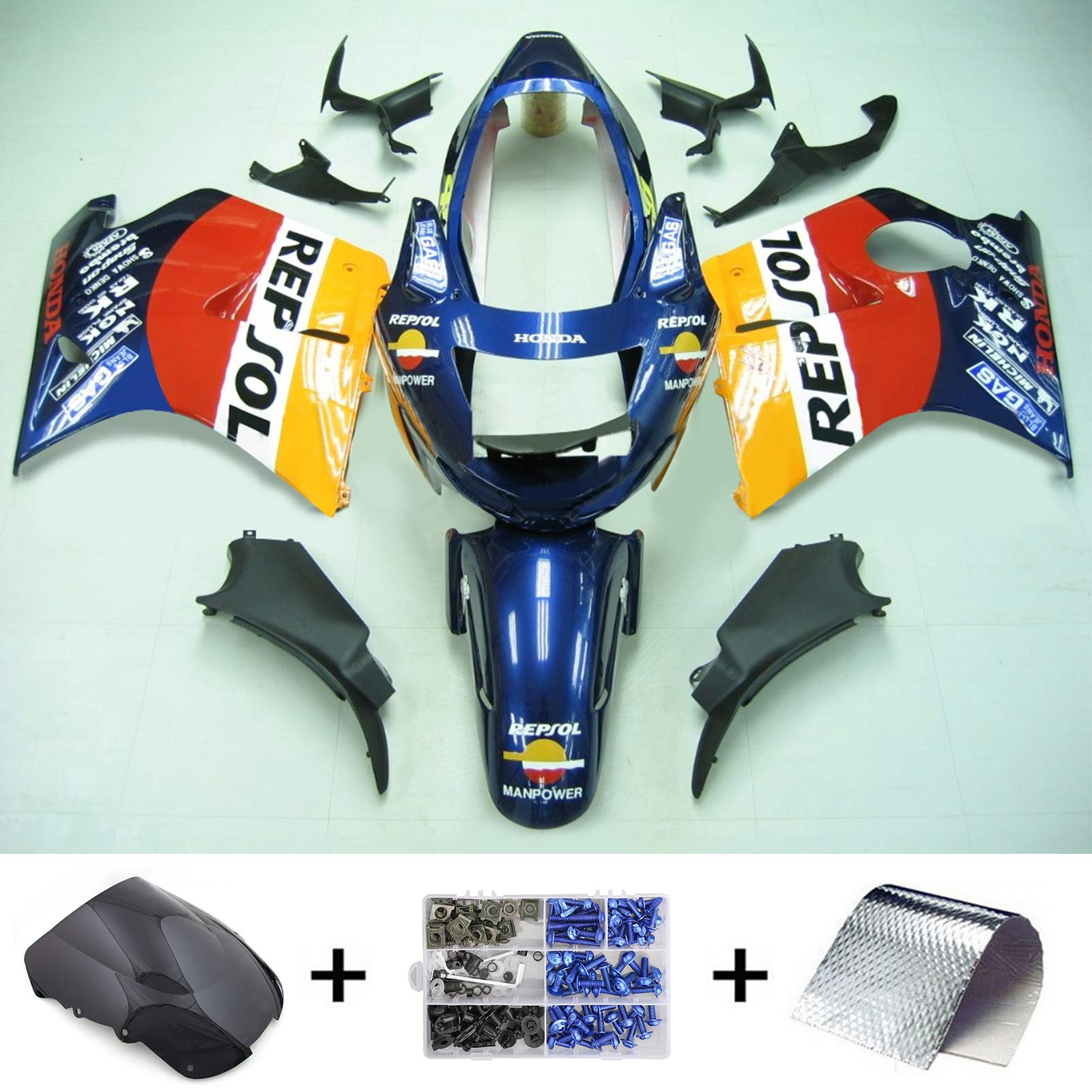 1996-2007 Honda CBR1100XX SuperBlackBird Amotopart Injection Fairing Kit Bodywork ABS #115