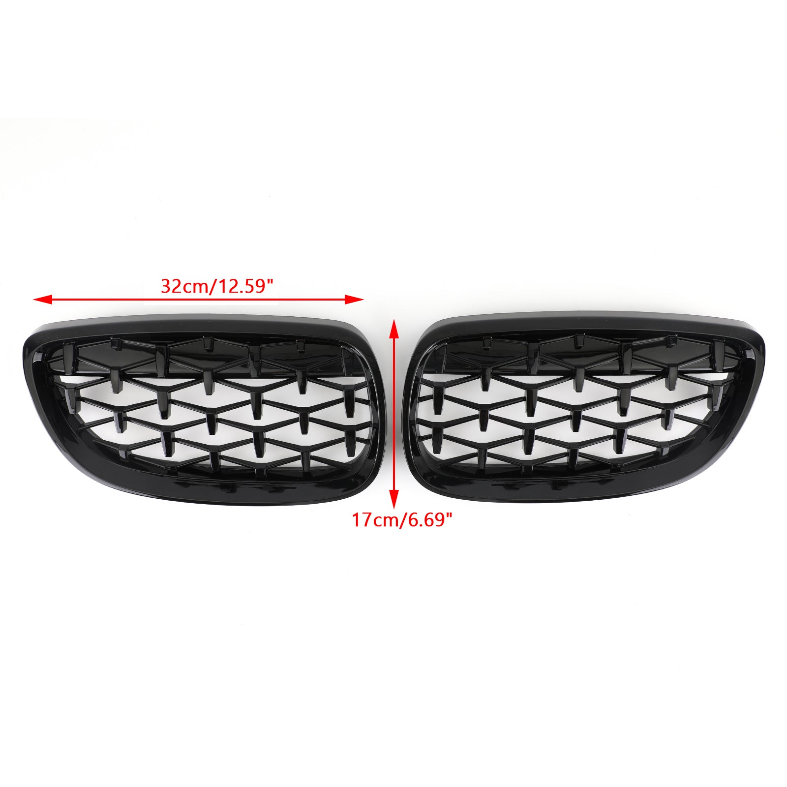 Front Nieren Grill Fit voor BMW 2007-2010 E92 E93 328i 335i 2DR Meteor Zwart Generiek