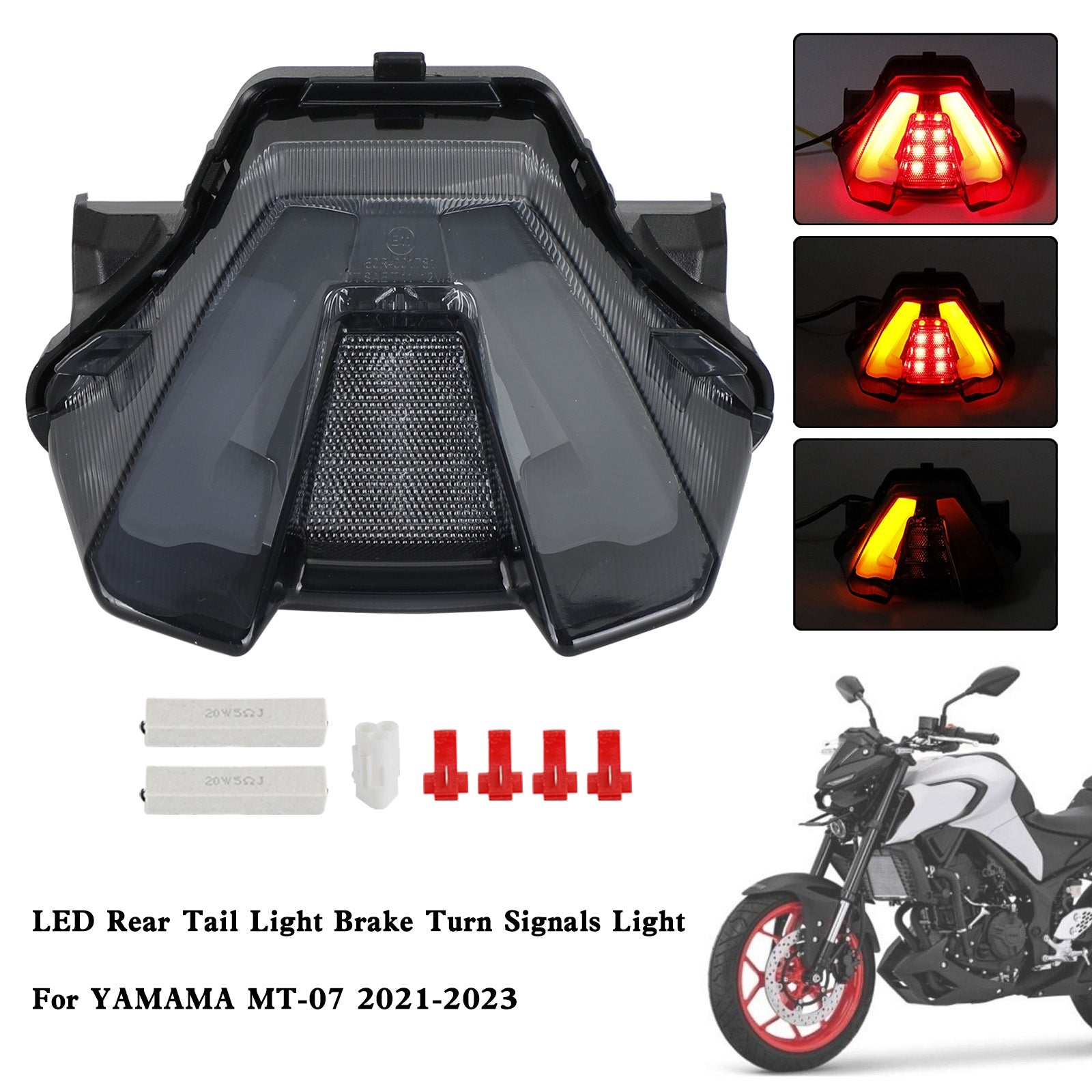 Yamaha MT-07 MT07 2021-2023 Feu arrière LED Clignotants de freinage