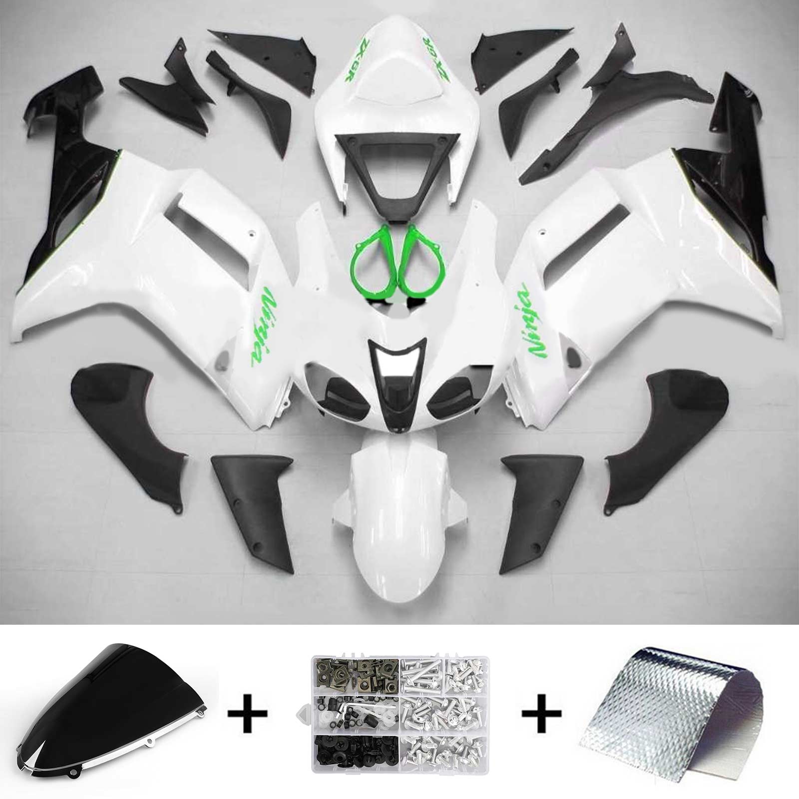 2007-2008 Kawasaki ZX6R 636 Amotopart injectiekuipset carrosserie kunststof ABS #107