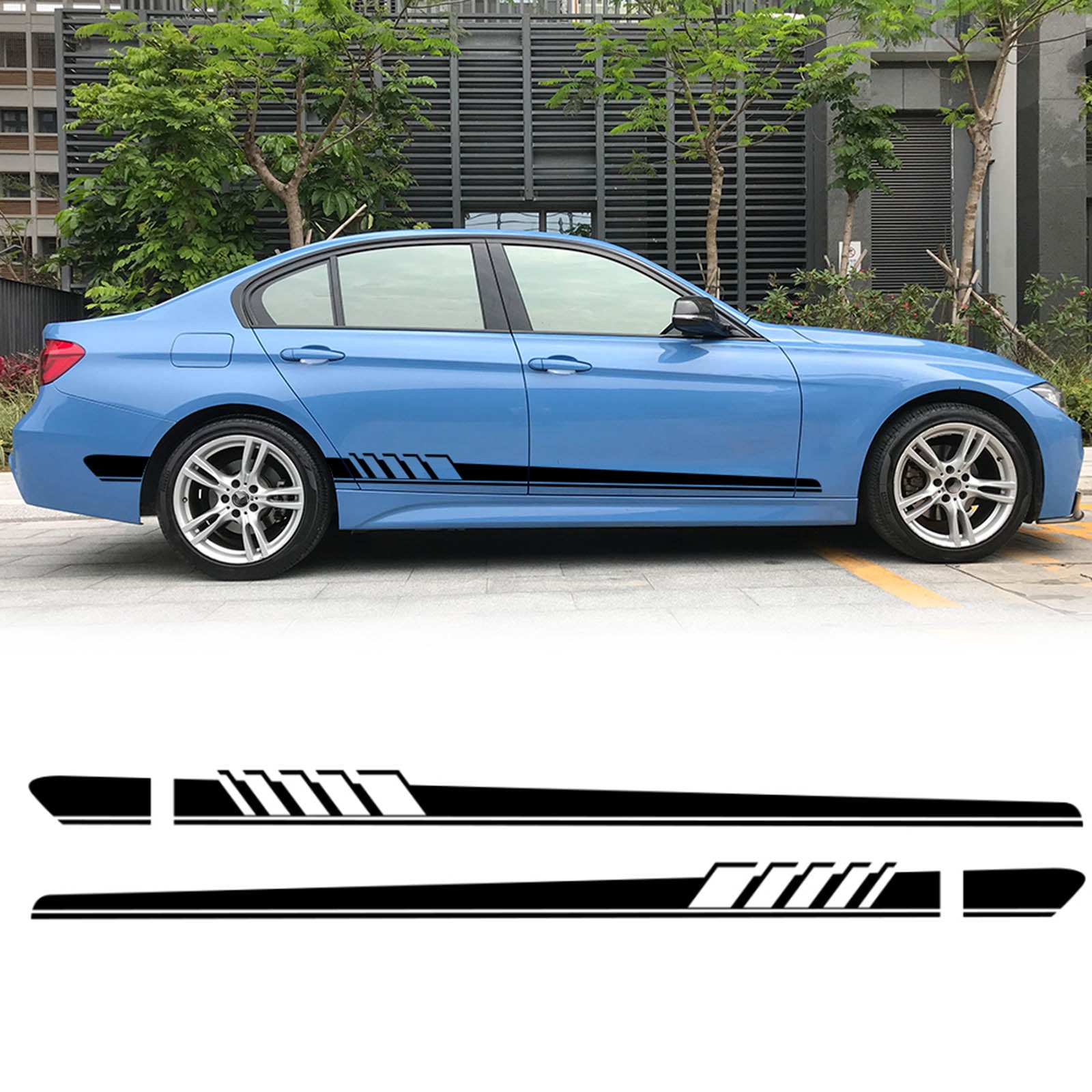 Mercedes Benz W205 C Class AMG 2pcs Side Skirt Stripes Decal Sticker Black Generic