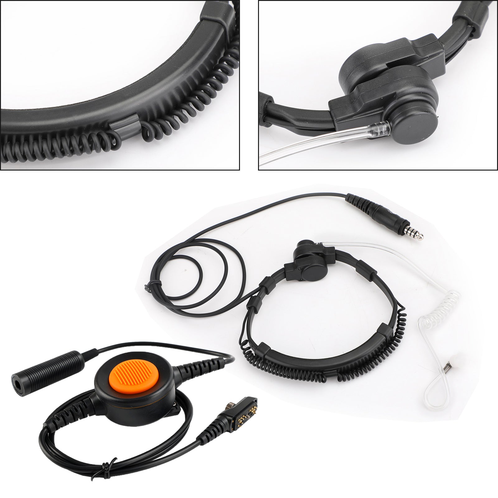 7.1mm Big Plug Tactical Throat Headset 6-Pin U94 PTT For Hytera PD780/700G/580