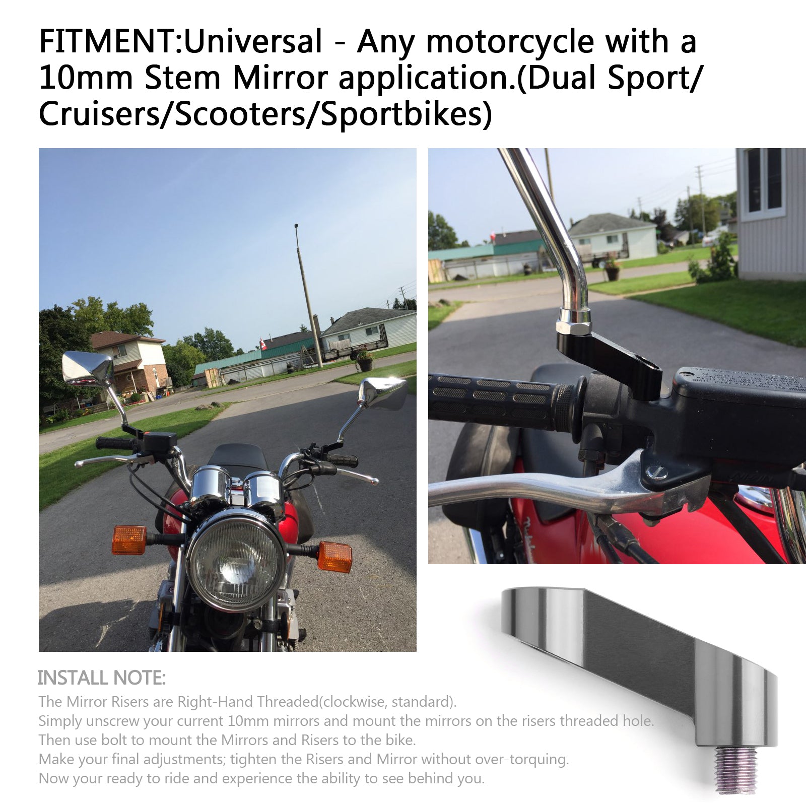 Paar ALU 10 mm motorfiets spiegelverhoger verlengadapterbevestigingen motorfiets titanium generiek