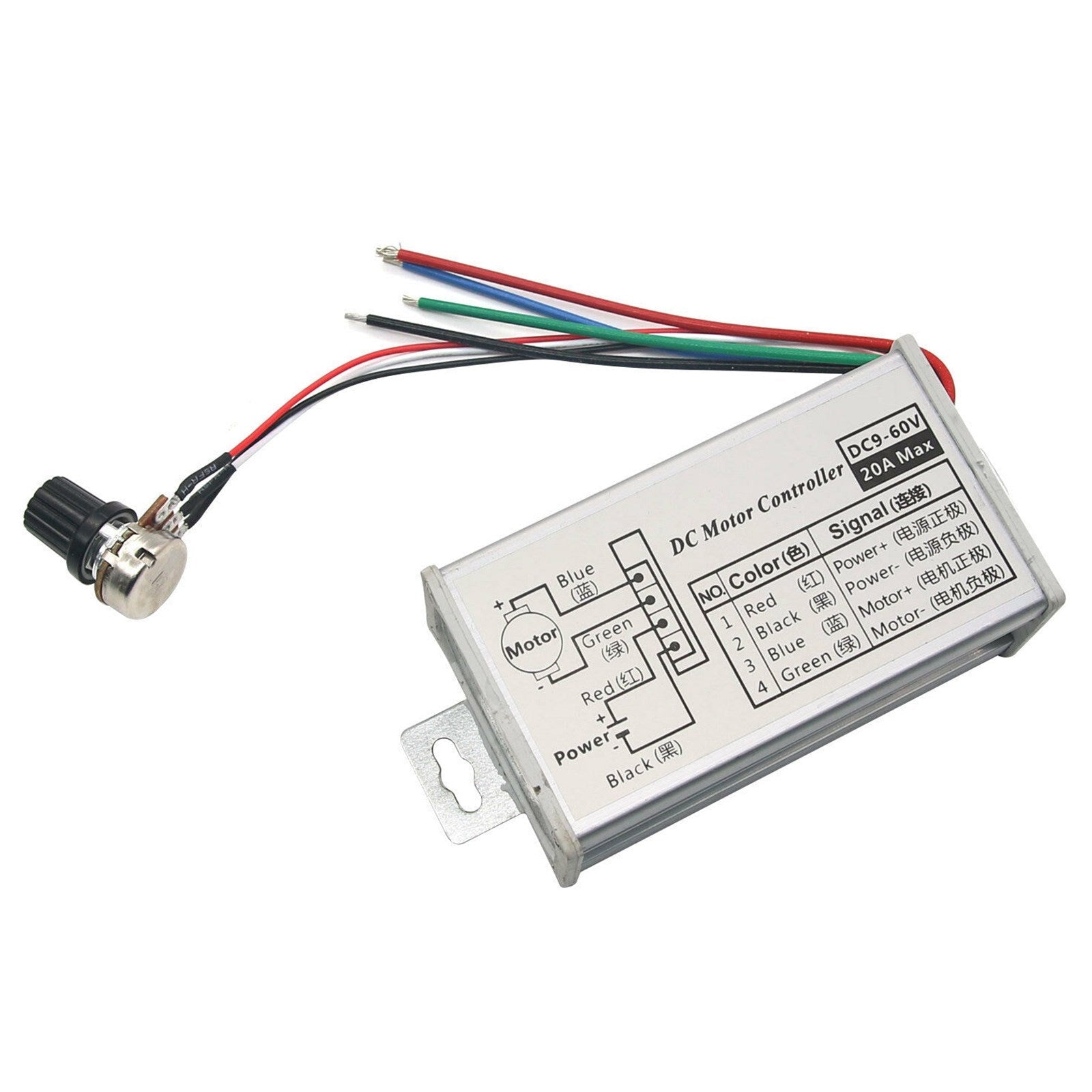 12V 24V Max 20A PWM DC Motor Stepless Variable Speed Control Controller Switch