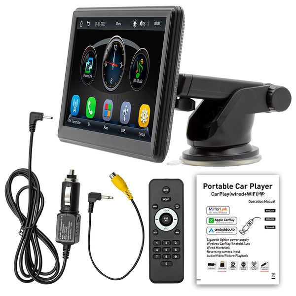 7 "Draadloze Carplay Bluetooth-stereoradio FM-auto-mp5-speler + 4 LED-camera