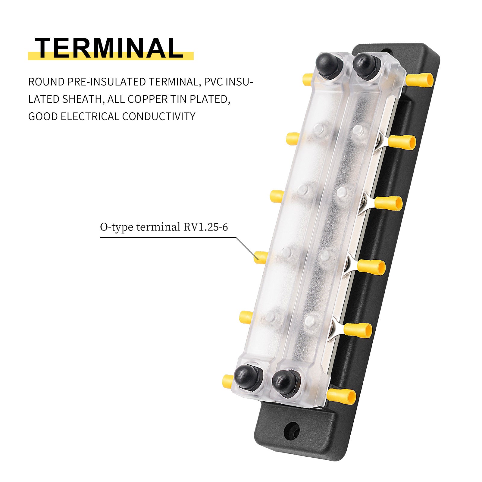 2/4/6/12 Way Dual-row Car Bus Bar Block with Dust Cover Distribution Terminal