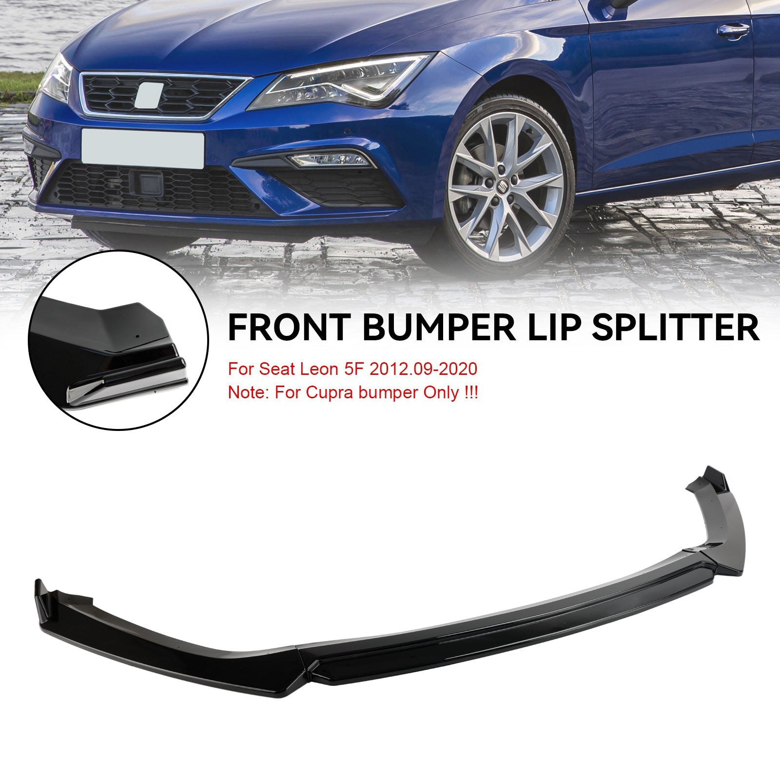 Performance de lèvre de becquet avant noir brillant pour Seat Leon 5F 2012-2020