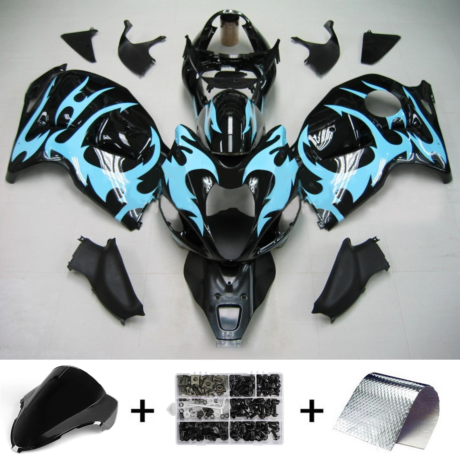 1999-2007 Suzuki Hayabusa GSX1300 Amotopart Kit de carénage d'injection carrosserie plastique ABS #116