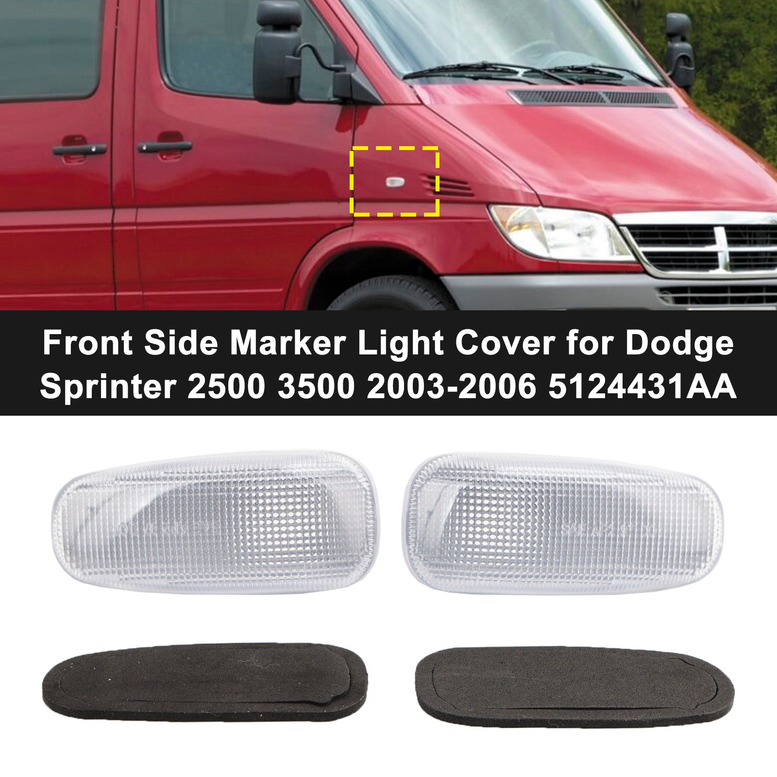 Dodge Sprinter 2500 3500 2003-2006 5124431AA Couvercle de feu de position latéral avant