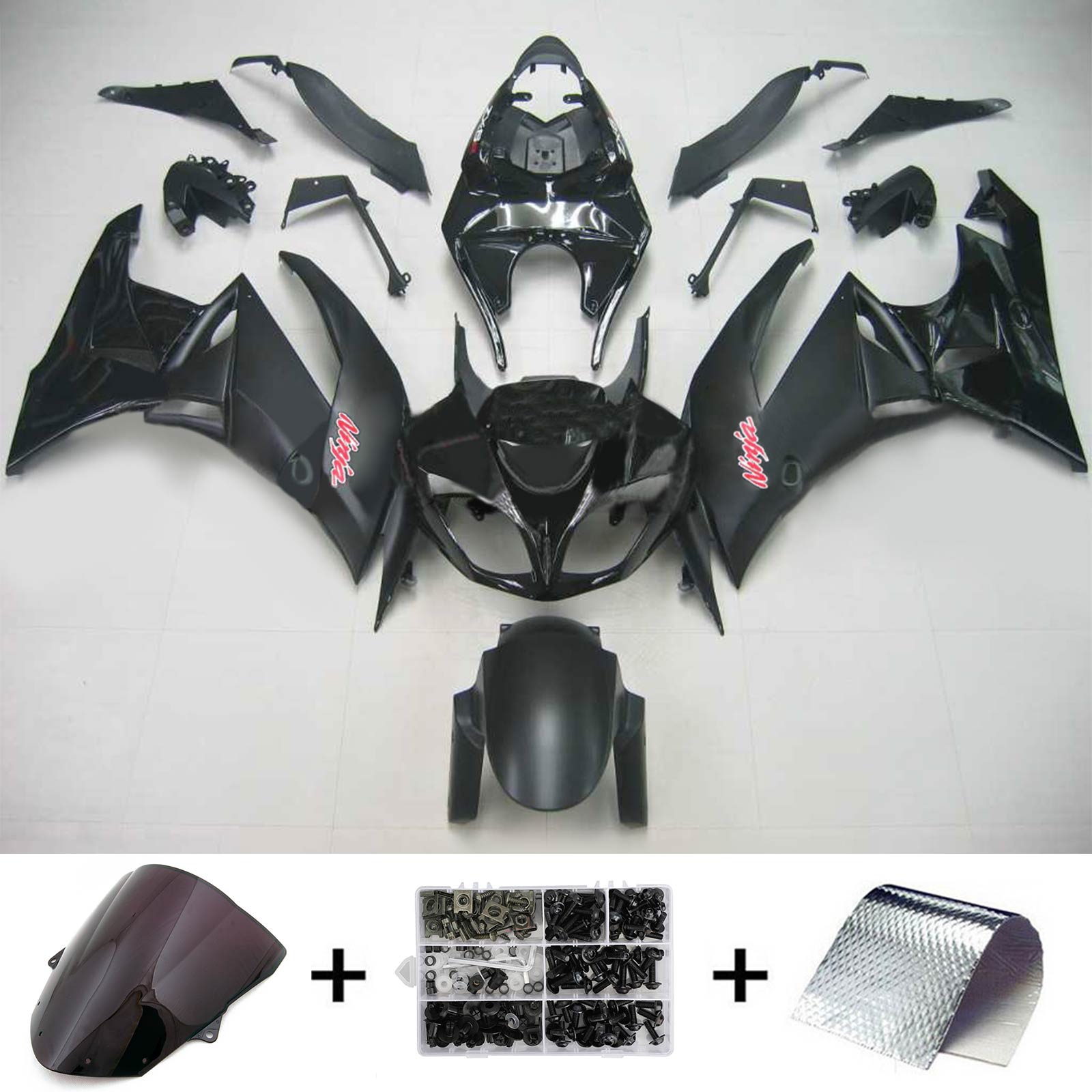 2009-2012 Kawasaki ZX6R 636 Amotopart Injection Fairing Kit Bodywork Plastic ABS #107