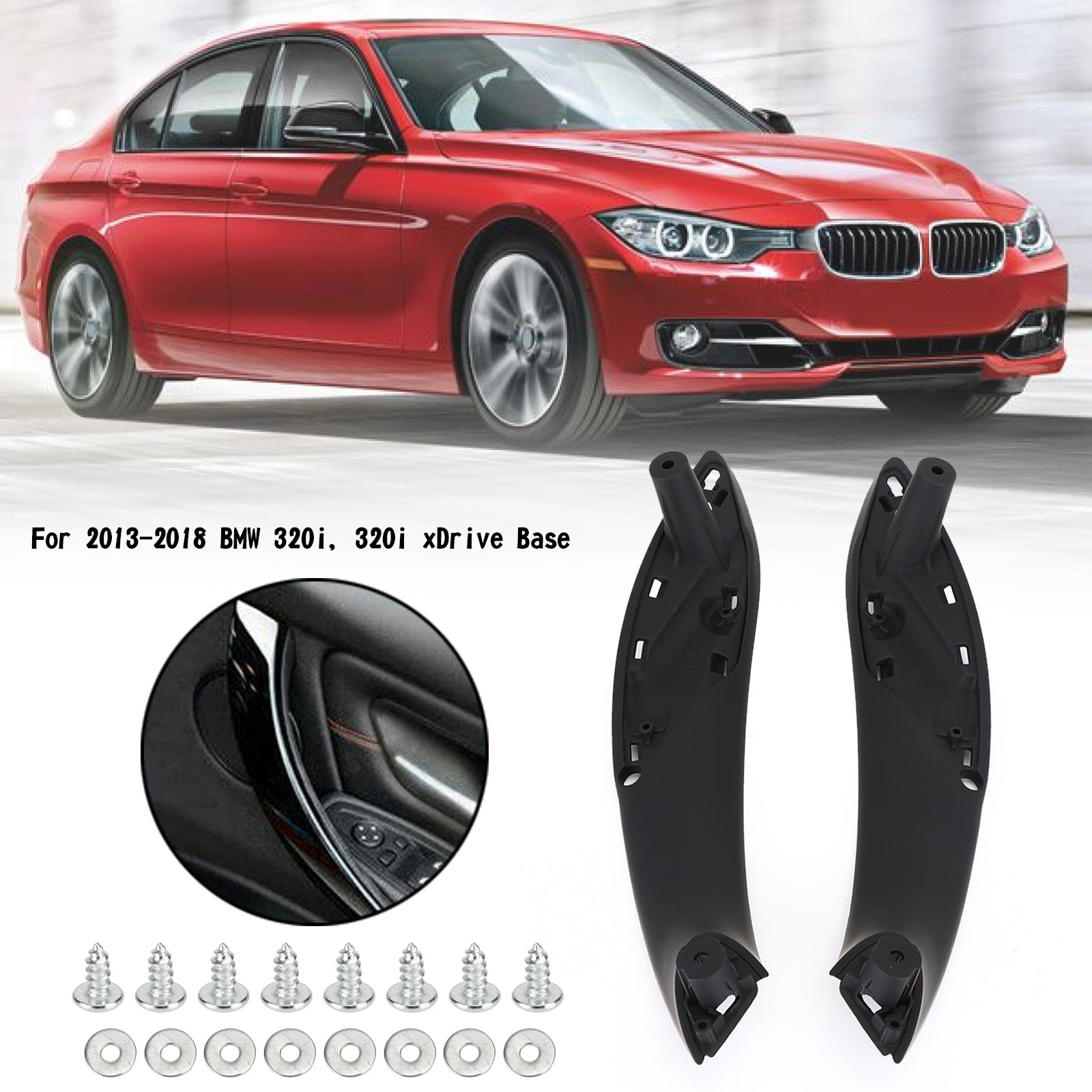 2013-2018 BMW 320i, 320i xDrive Base Black Front L+R Handle Inner Door Pull Handle 51417279311 51417279312