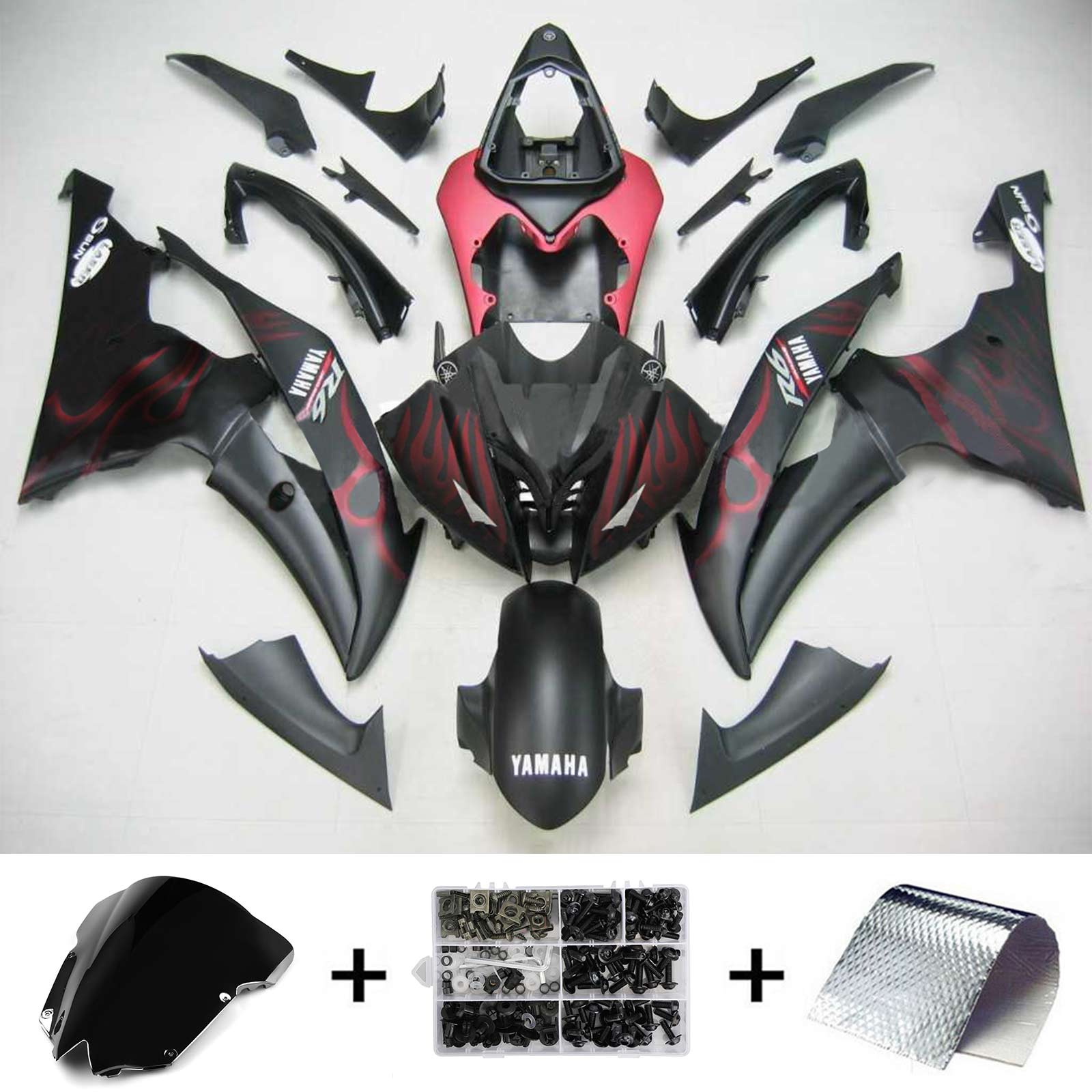 2008-2016 Yamaha YZF 600 R6 Amotopart Kit de carénage d'injection carrosserie plastique ABS #108