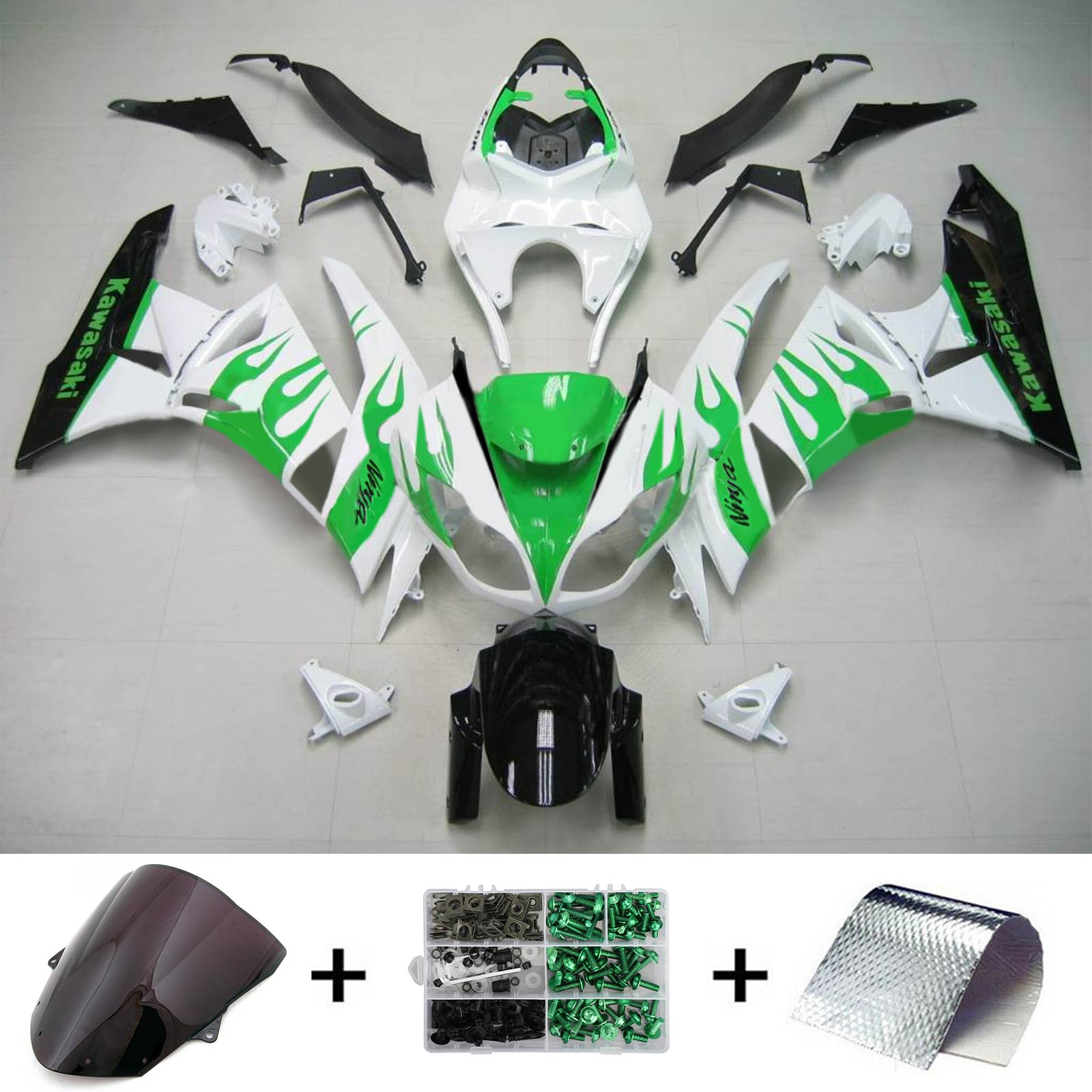 2009-2012 Kawasaki ZX6R 636 Amotopart injectiekuipset carrosserie kunststof ABS #111