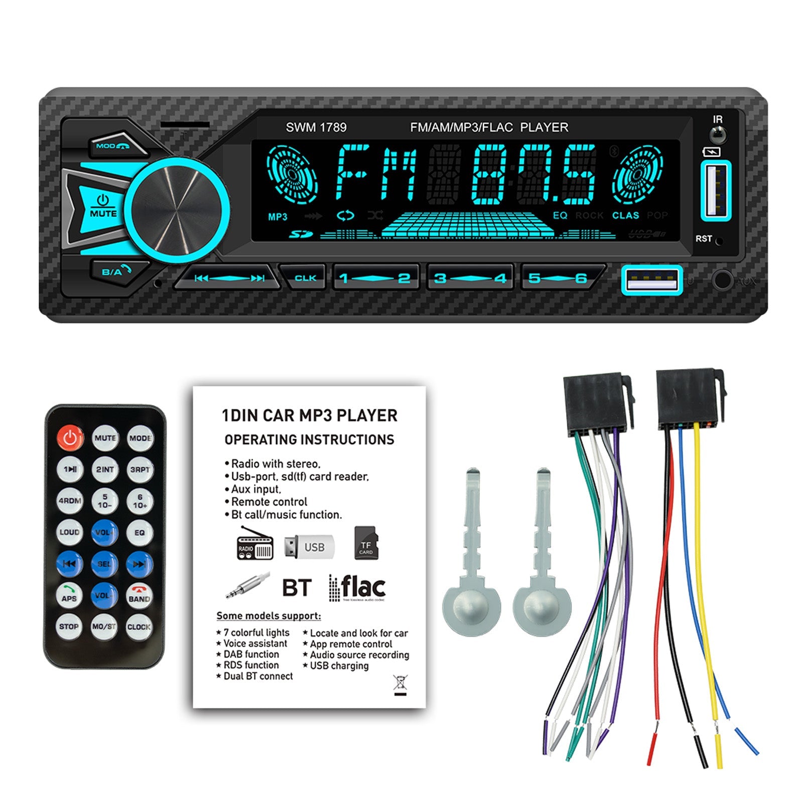 AI Voice Control Bluetooth Stereo Radio FM Car MP3 Player Card U Disk Car Radio