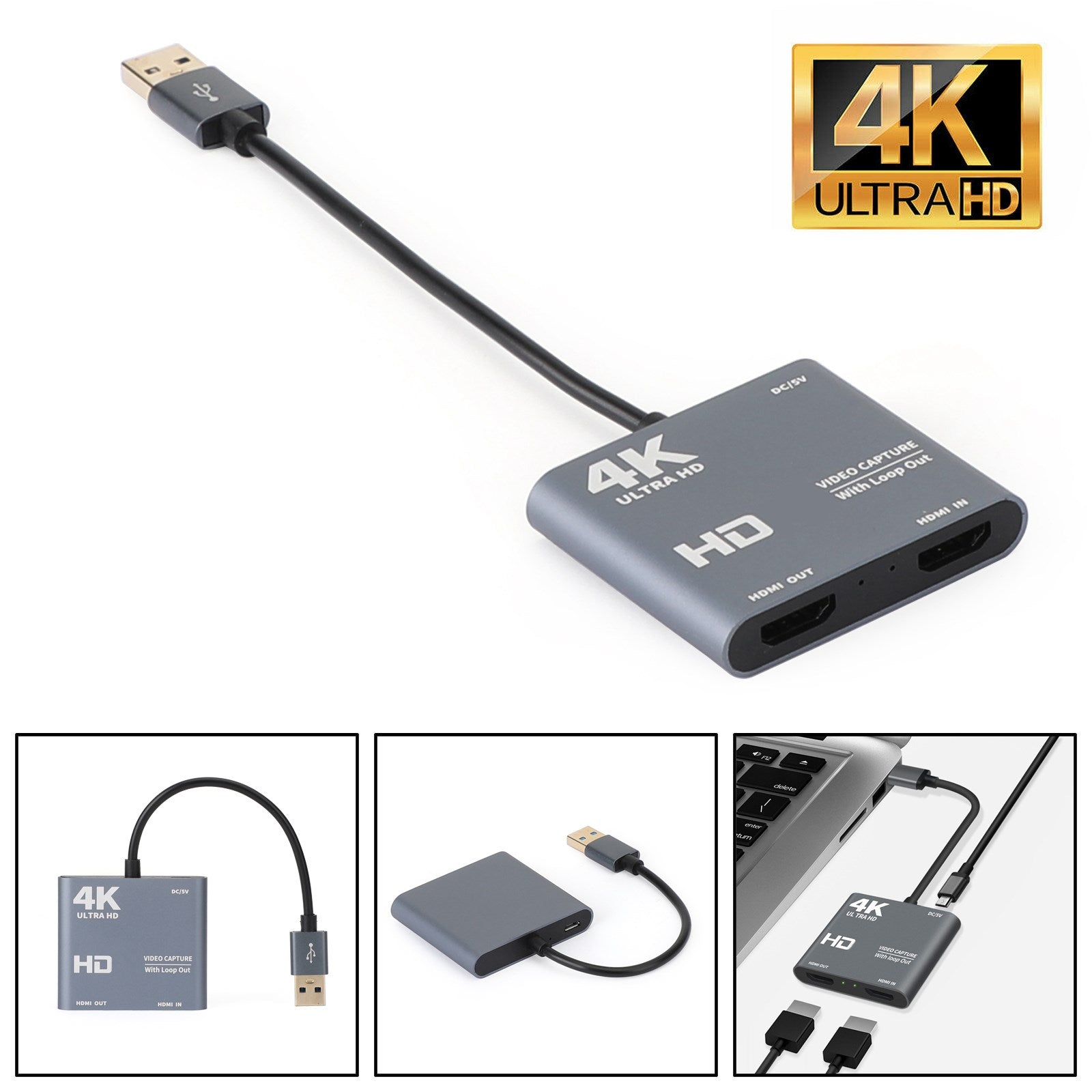 4K 1080p 60fps HD vers USB 3.0 Jeu de cartes de capture vidéo Enregistreur en direct Plug And Play