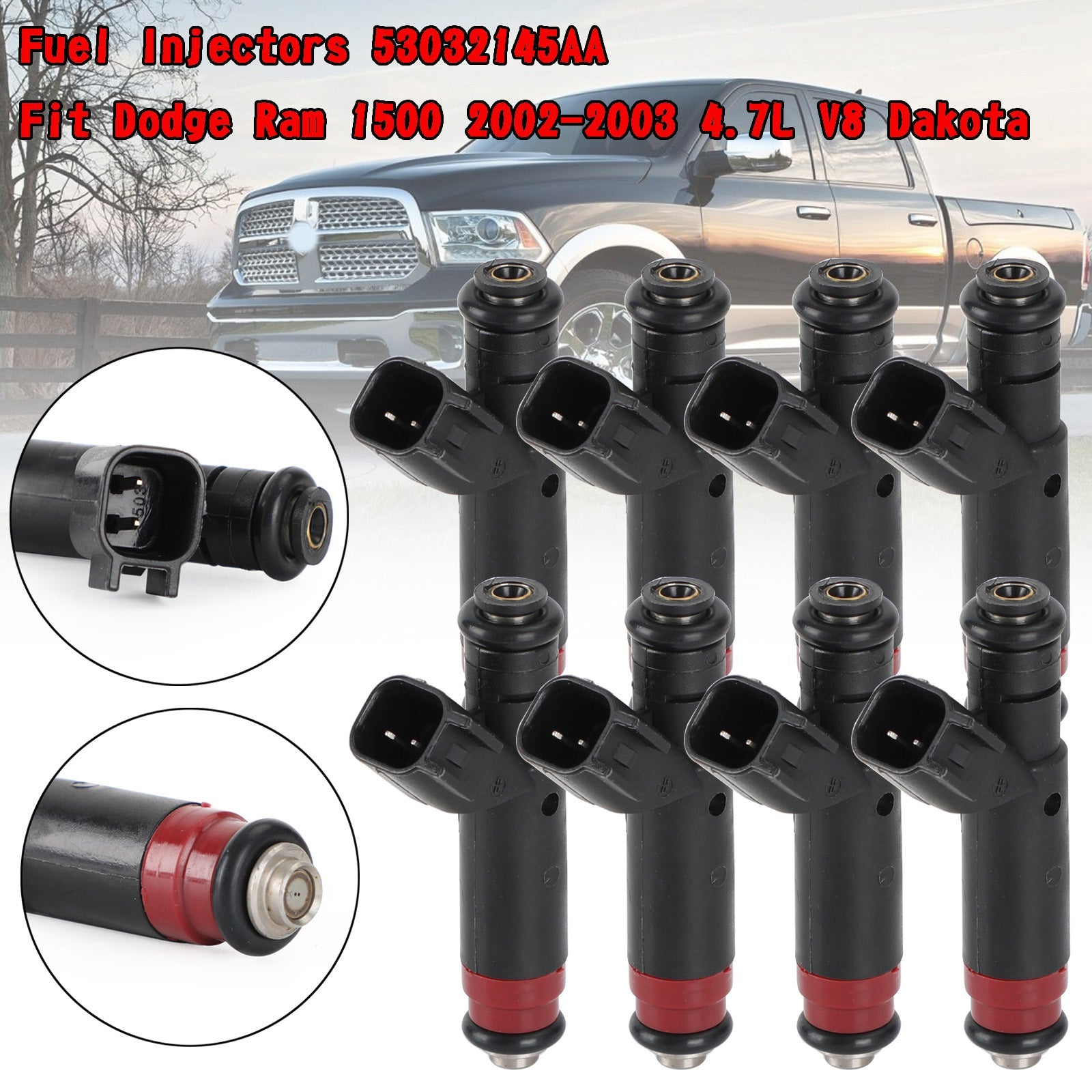 8PCS Fuel Injectors 53032145AA Fit Dodge Ram 1500 2002-2003 4.7L V8 Dakota Generic