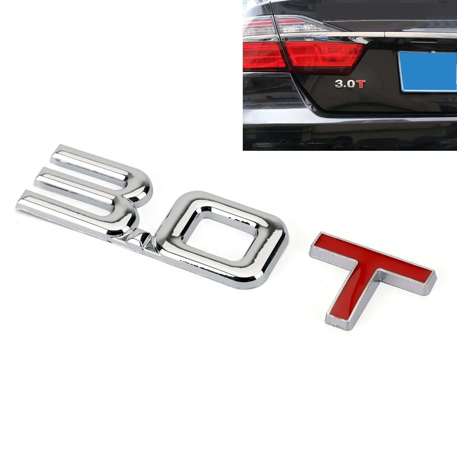 Badge autocollant 3D en métal, 3.0T, pour Audi A3 A4 A5 A6 A7 B6 B7 B8 Q3 Q5 Q7 TT générique