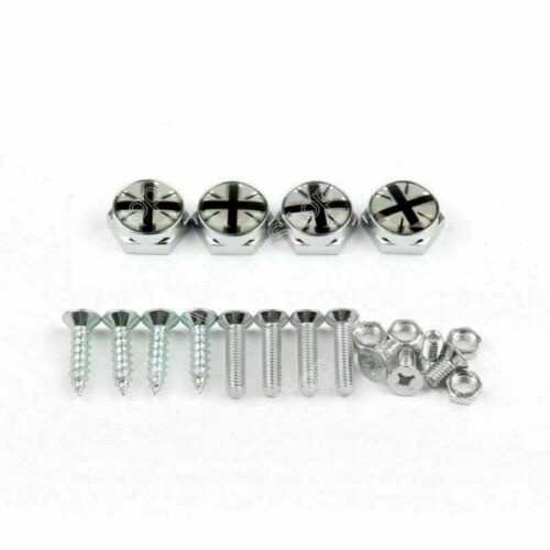 Union Jack Chrome Metal License Plate Frame Screw Bolt Cap Para Mini Cooper Generic