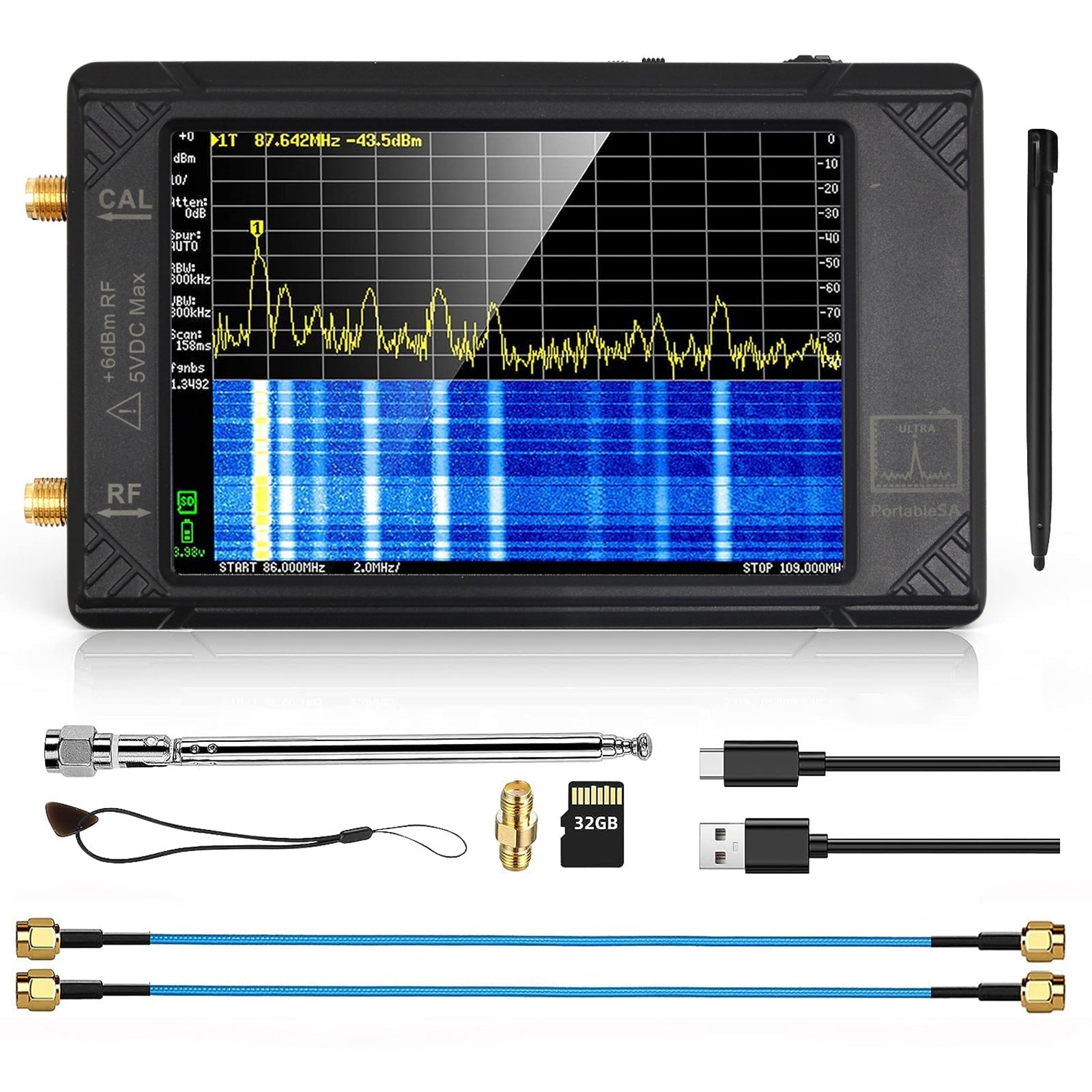 4 "LCD Touch voor TinySA ULTRA Handheld Tiny Spectrum Analyzer 100K-5,3GHz