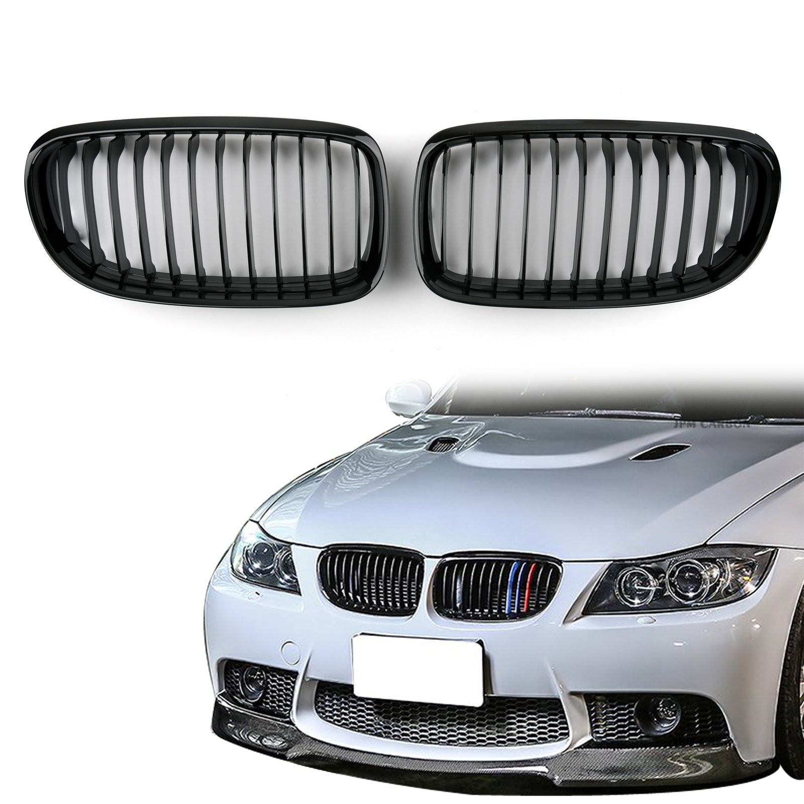 2009-2012 BMW E90 E91 LCI Front Kidney Grill Mesh Grille Nose Generic