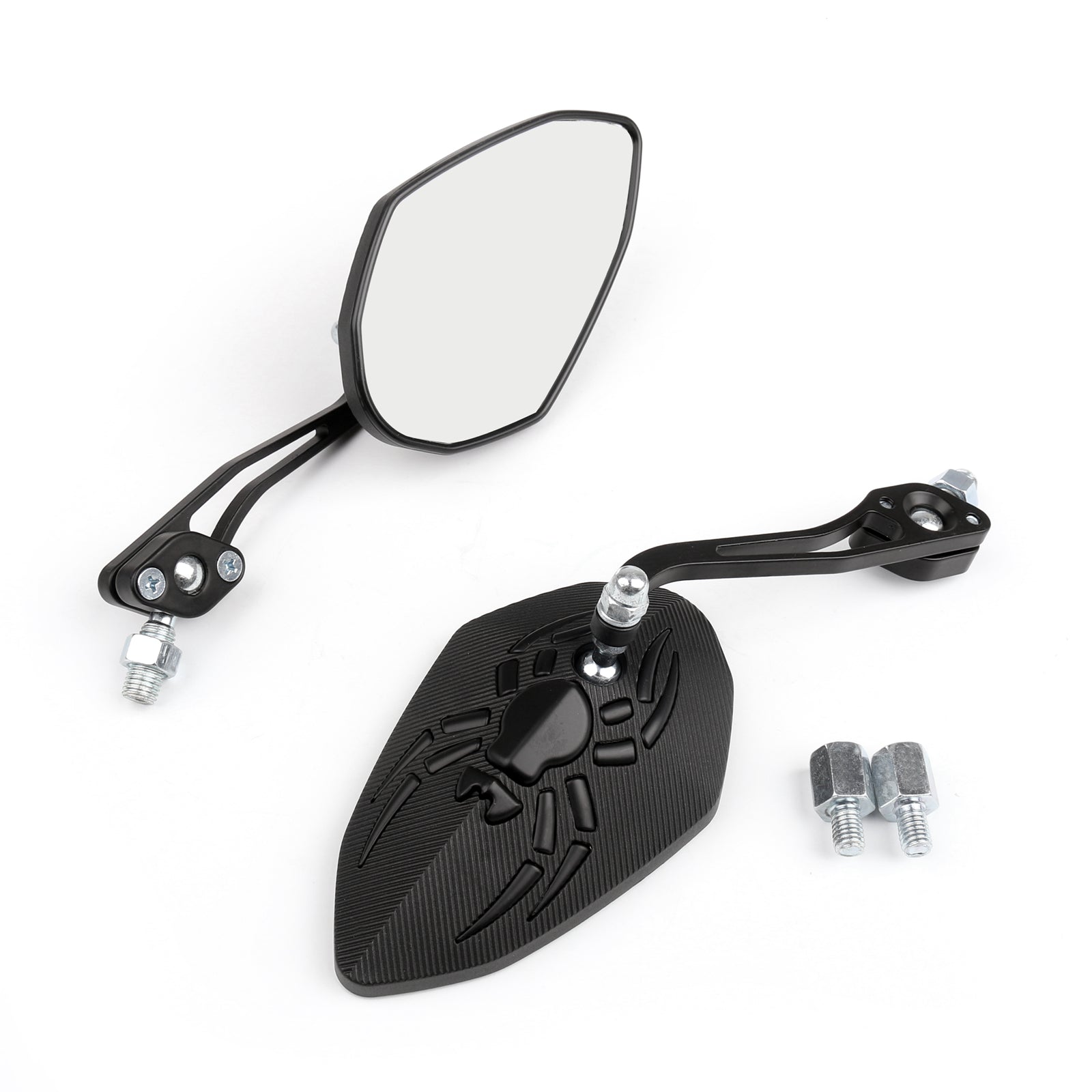 Universal 8mm 10mm Motorcycle Moto Spider Adjusted Rear View Side Mirrors Black Generic