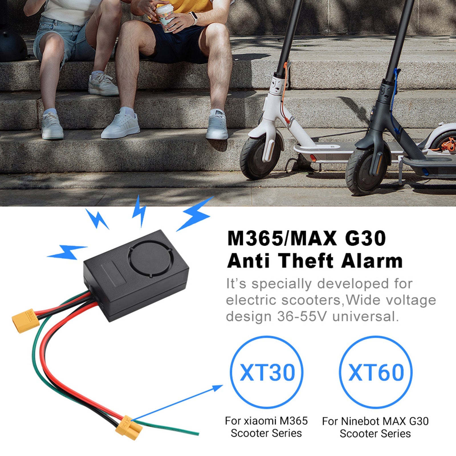 Antidiefstalalarm voor elektrische scooters, geschikt voor Xiaomi M365/MAX G30-scooter