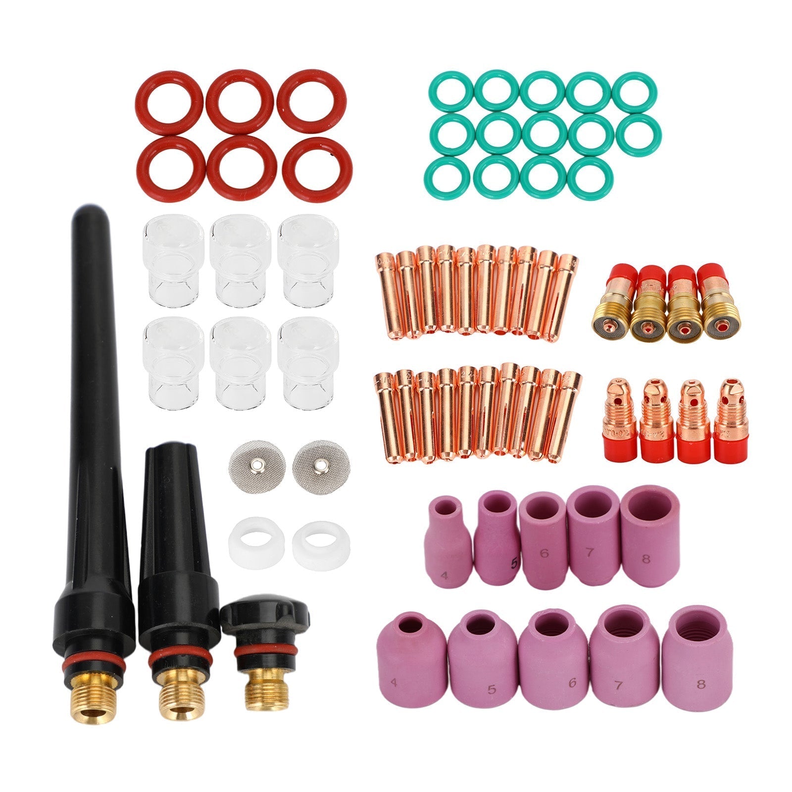 71PCS TIG Welding Torch Stubby Gas Lens #12 Glass Cup Kit For WP-17/18/26