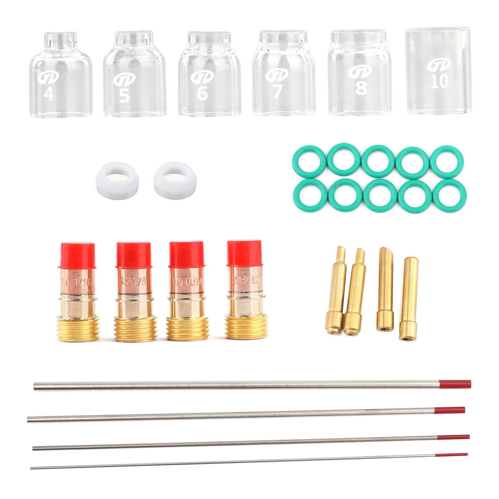 30Pcs TIG Welding Stubby Gas Lens Pyrex Cup Kit Fits For Tig WP-17/18/26 Torch